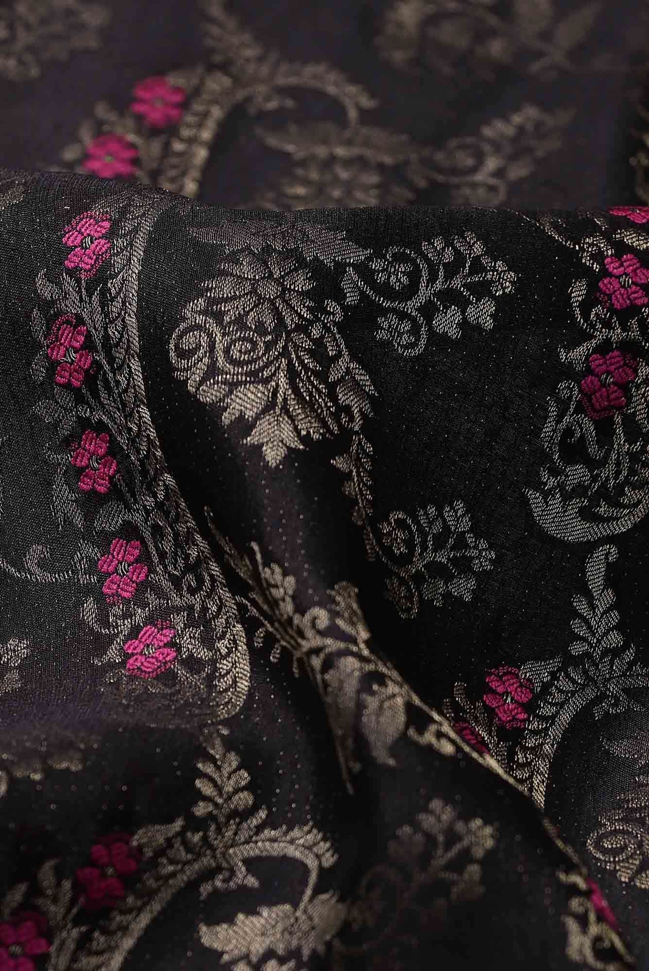 Black Mysore Crepe Saree