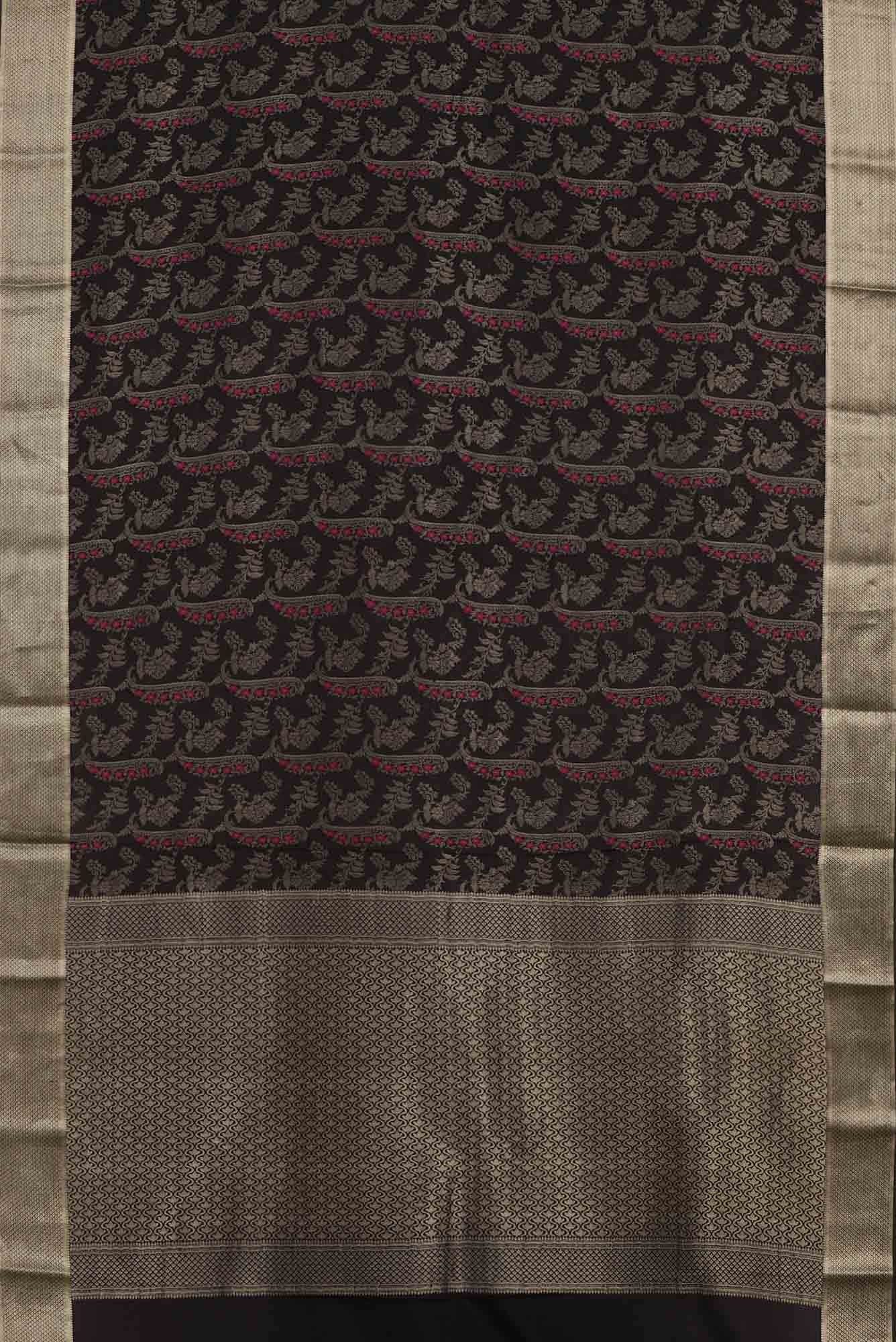 Black Mysore Crepe Saree