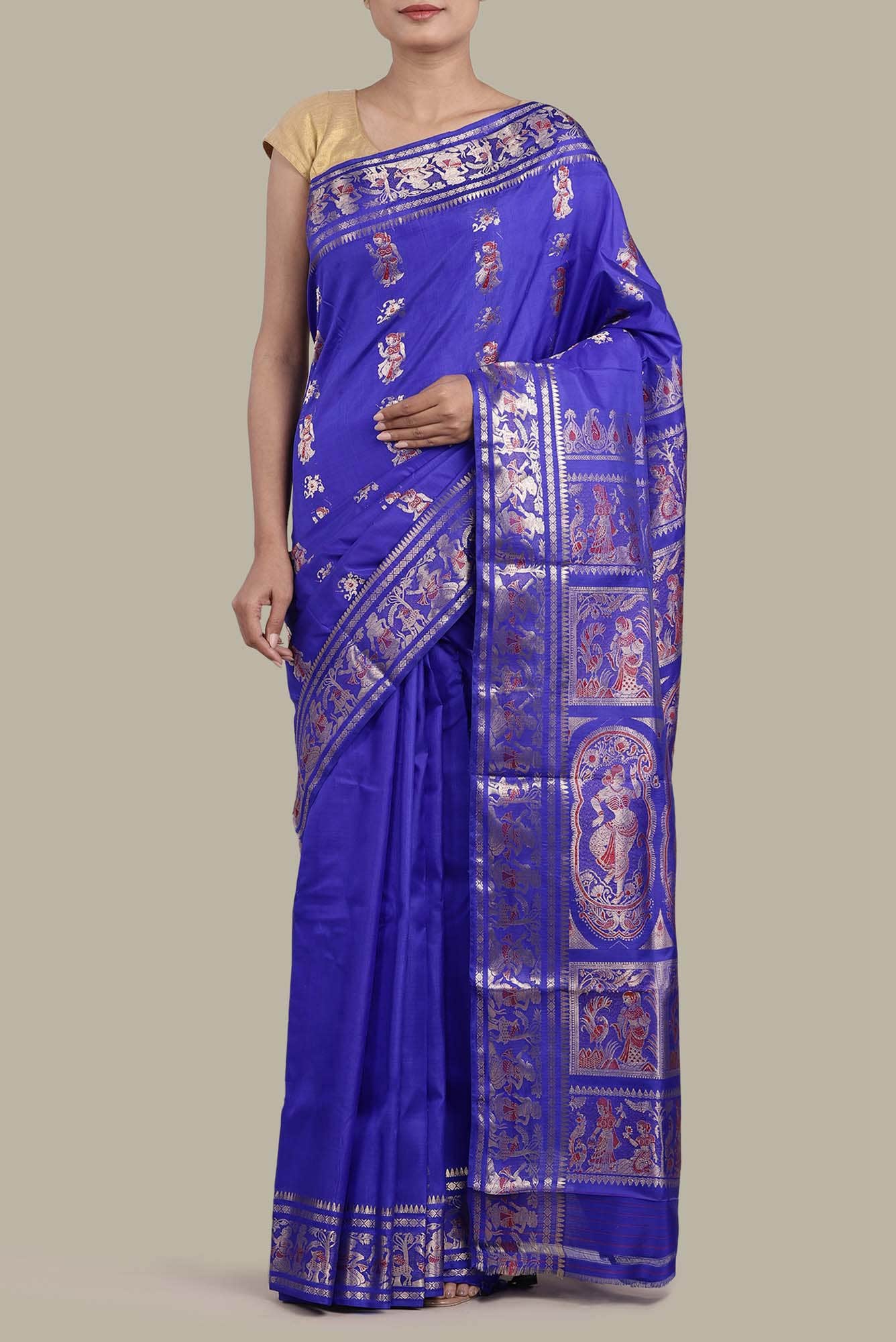 Blue Baluchari Silk Saree