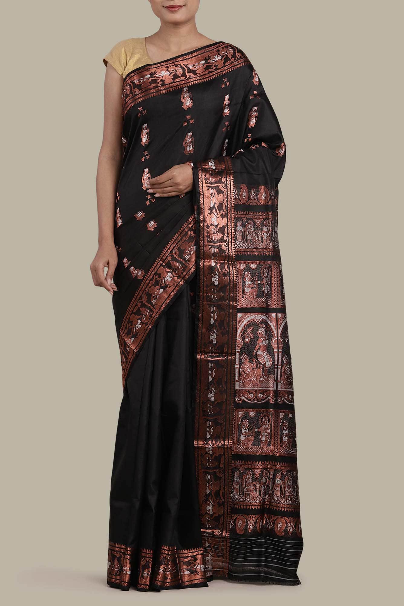 Black Baluchari Silk Saree
