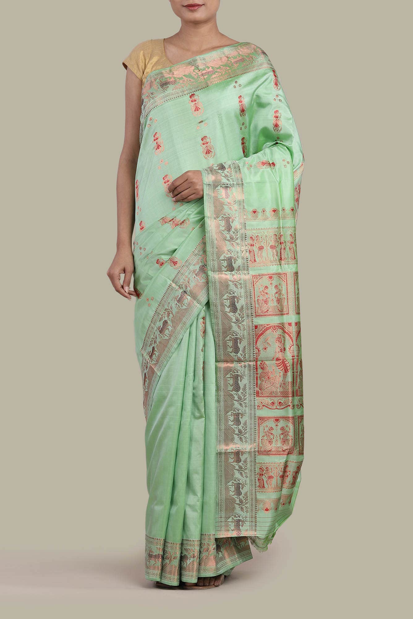 Green Baluchari Silk Saree