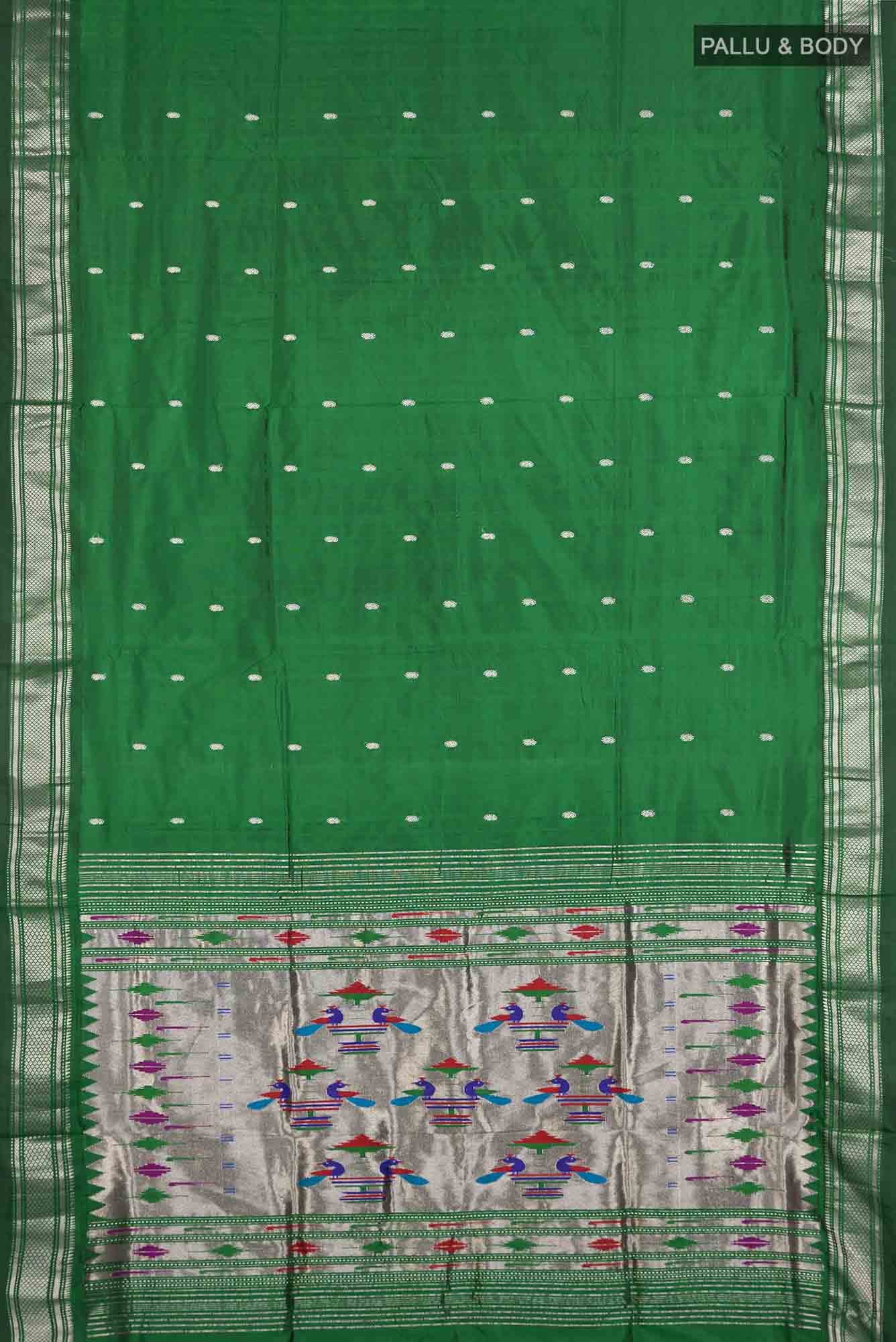 Green Dual Tone Paithani Silk Saree