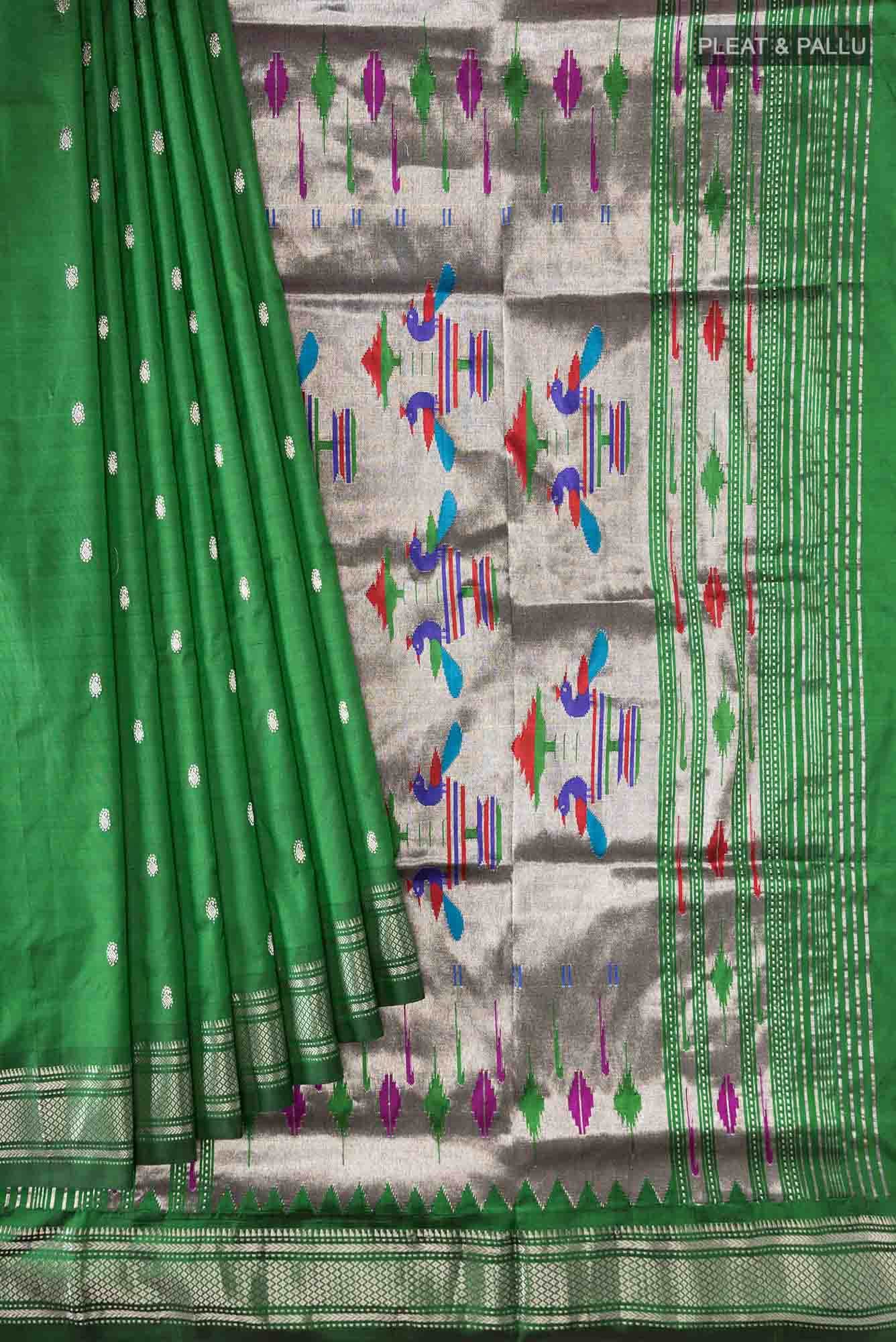 Green Dual Tone Paithani Silk Saree