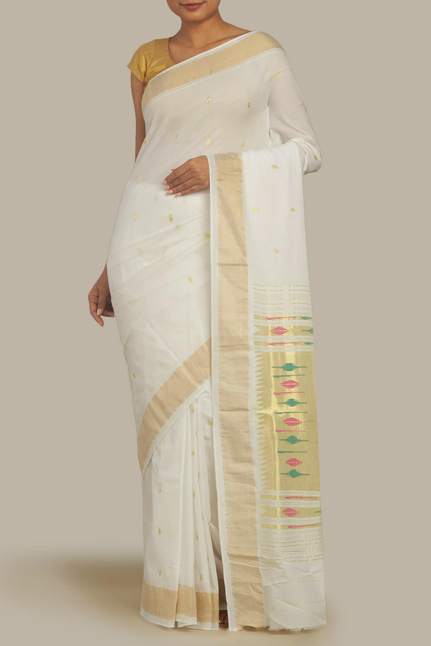White Paithani Cotton Saree