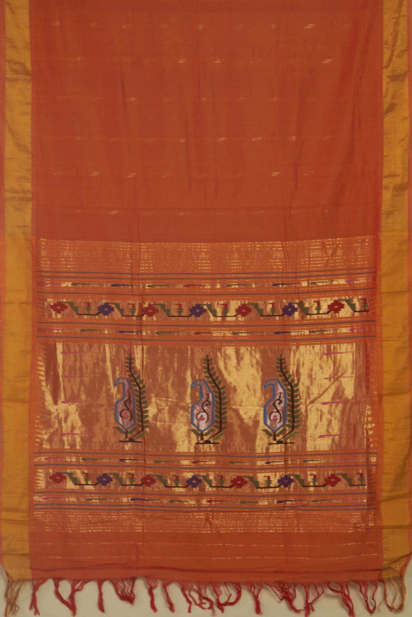 Orange Paithani Cotton Saree