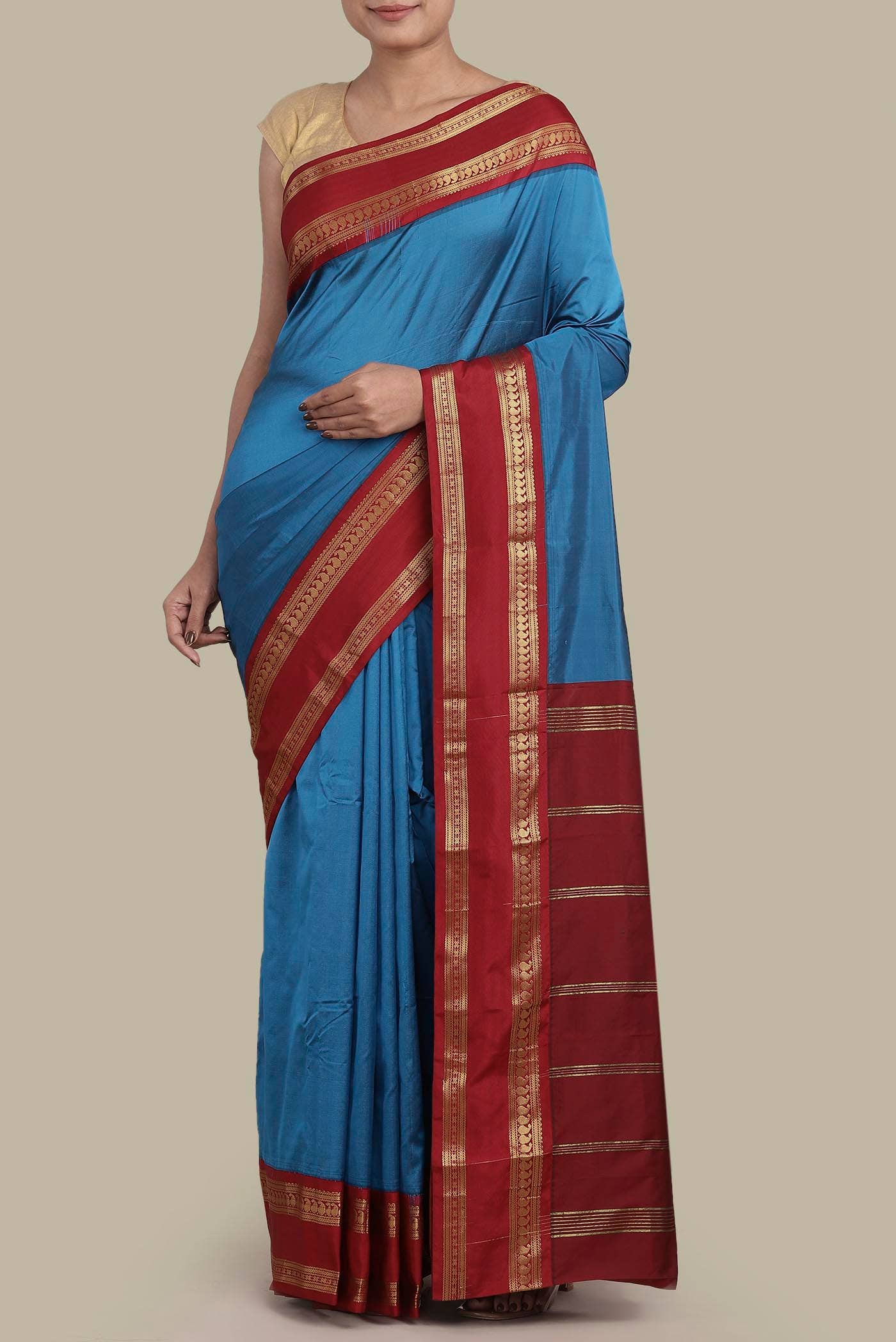 Blue Blended Bangalore Silk Saree