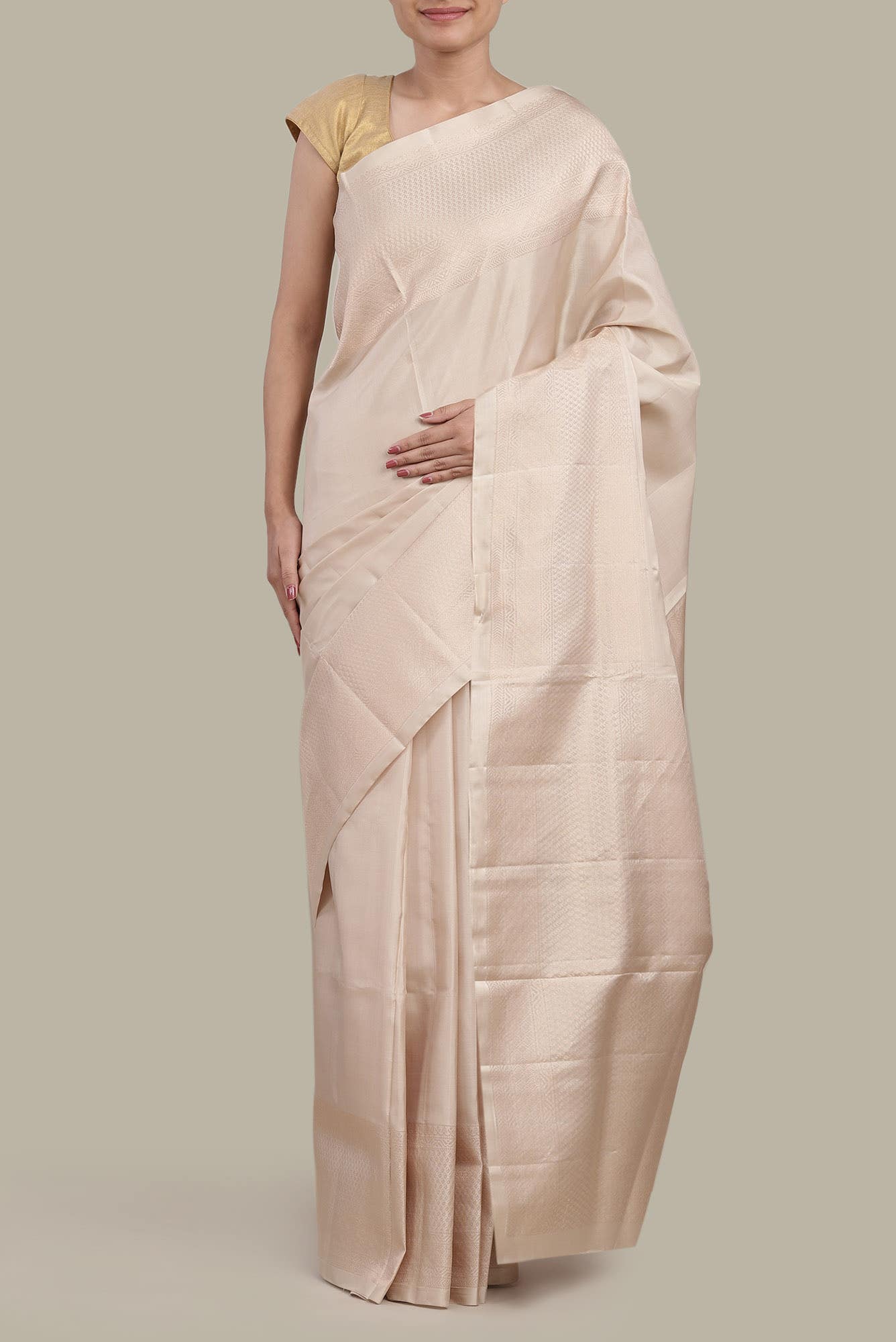 Cream Soft Silk Saree