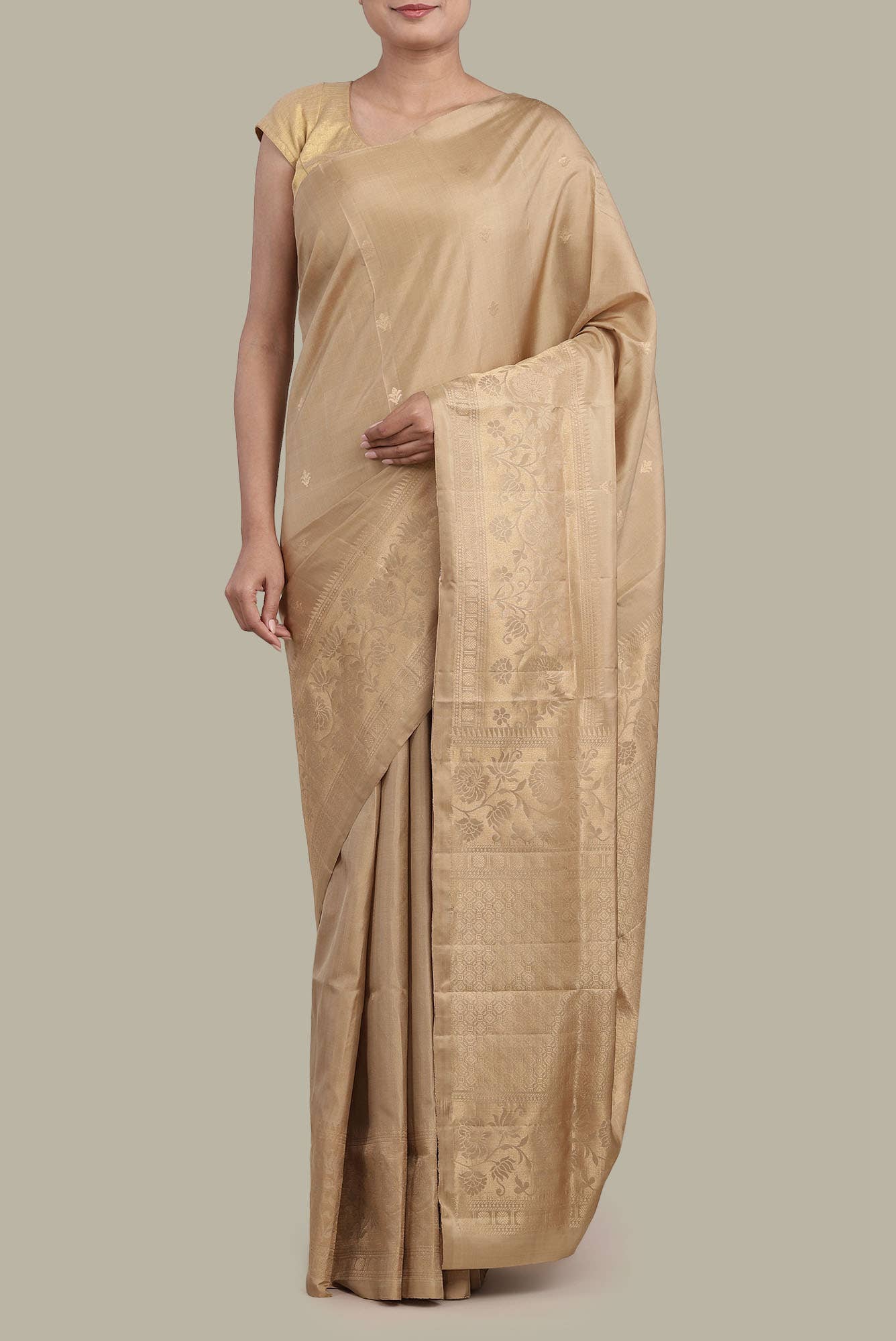 Beige Soft Silk Saree