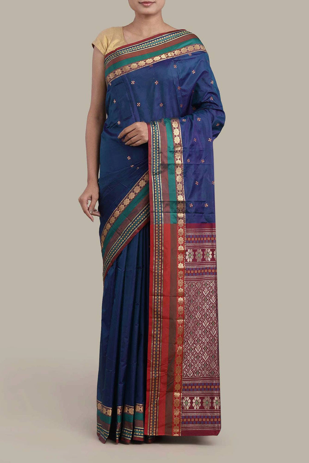 Blue Blended Bangalore Silk Saree