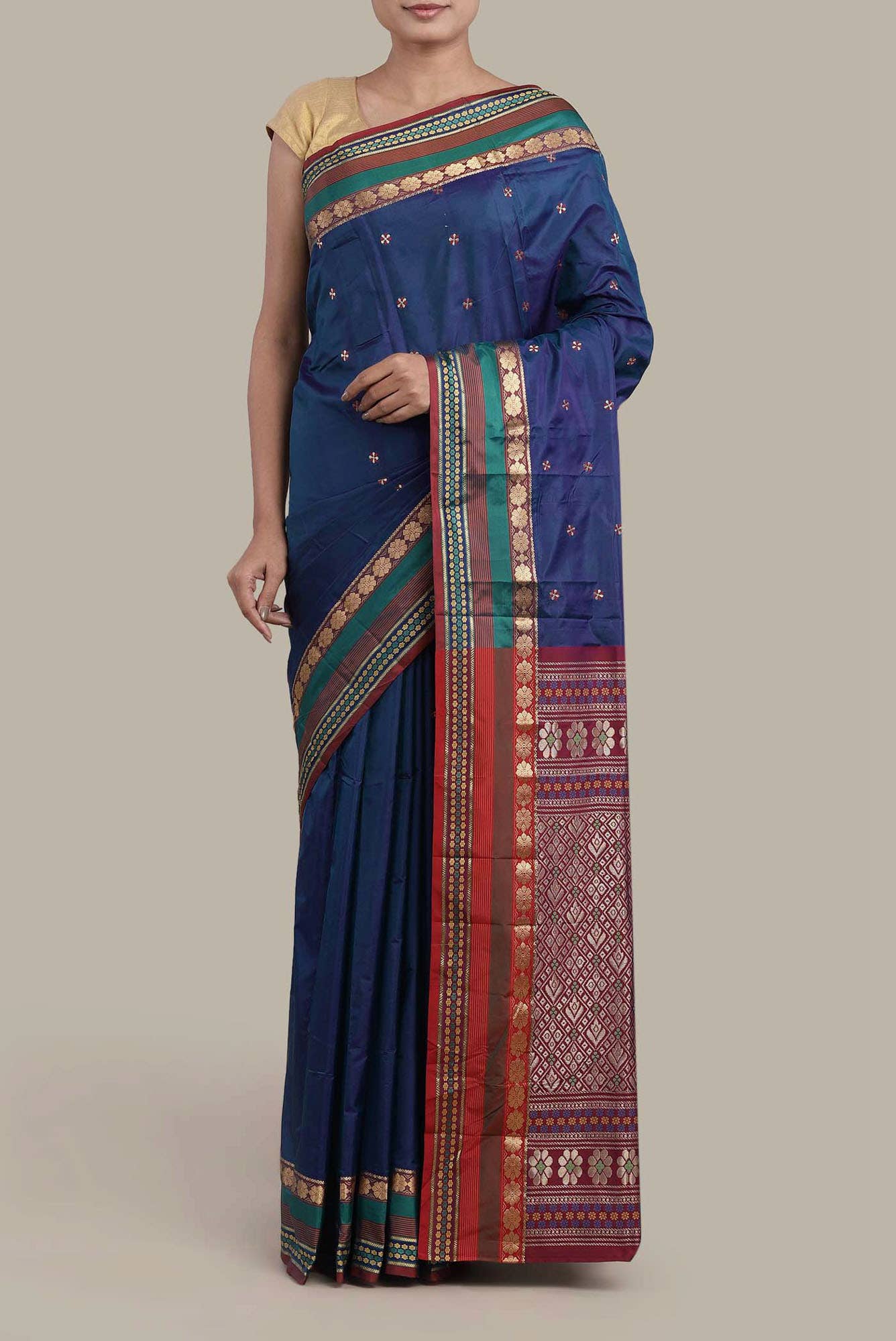 Blue Blended Bangalore Silk Saree