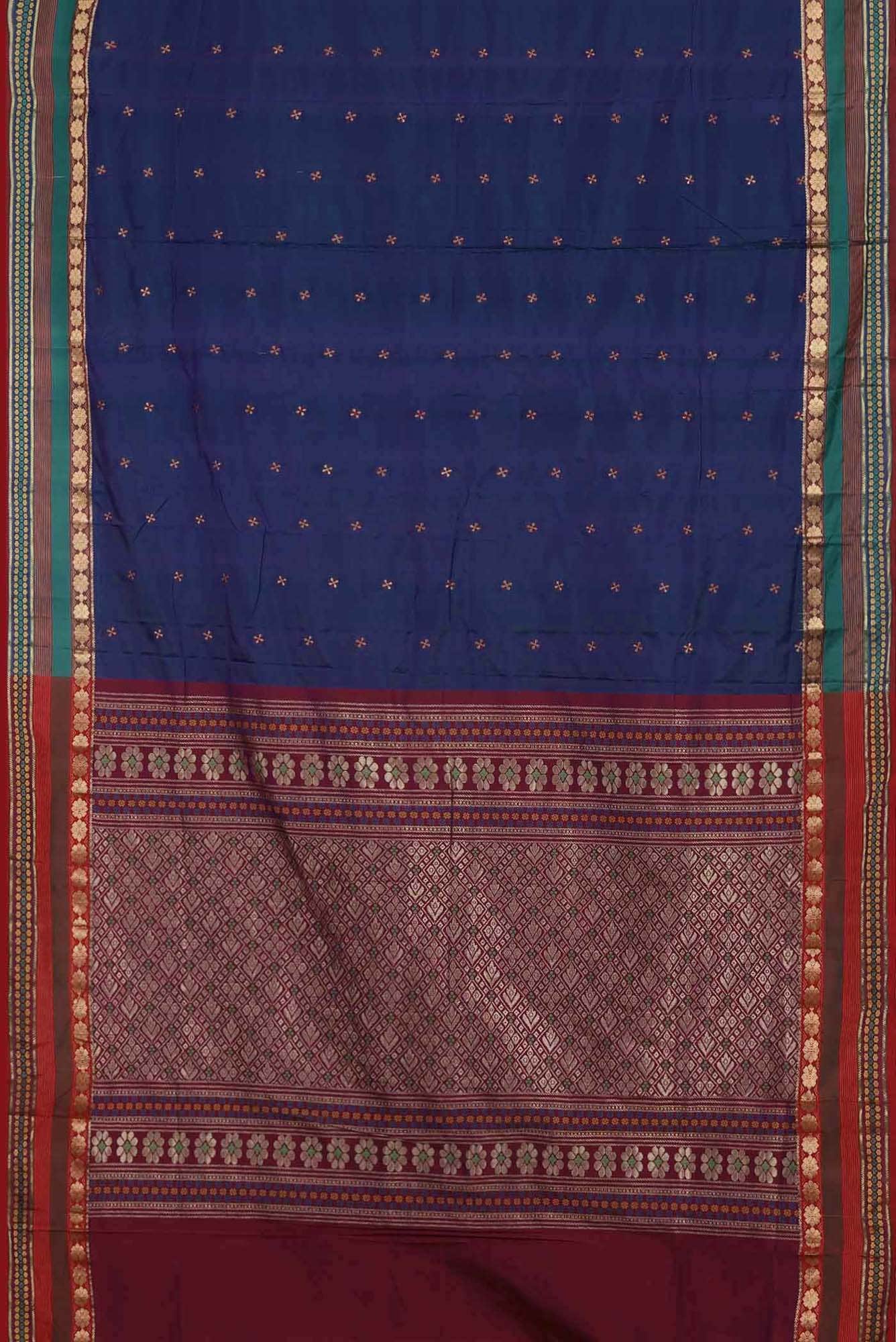Blue Blended Bangalore Silk Saree