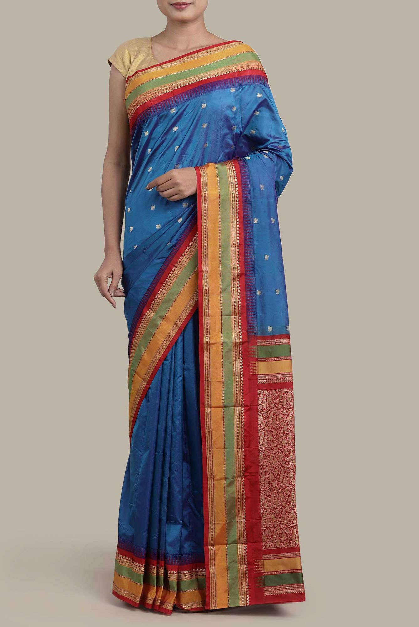 Blue Blended Bangalore Silk Saree