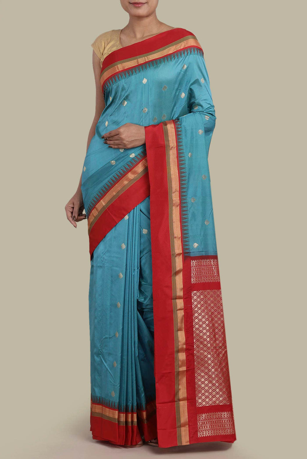 Blue Blended Bangalore Silk Saree