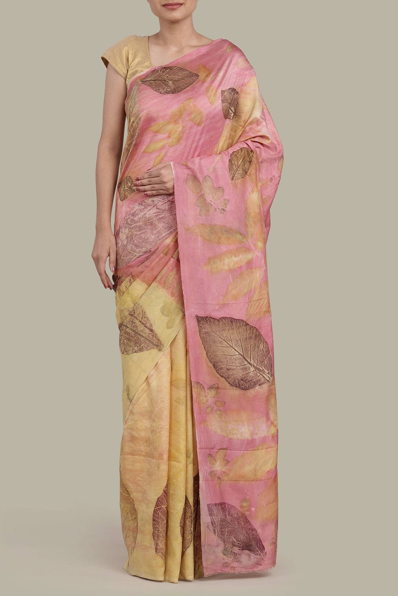Cream Banarasi Tussar Georgette Saree