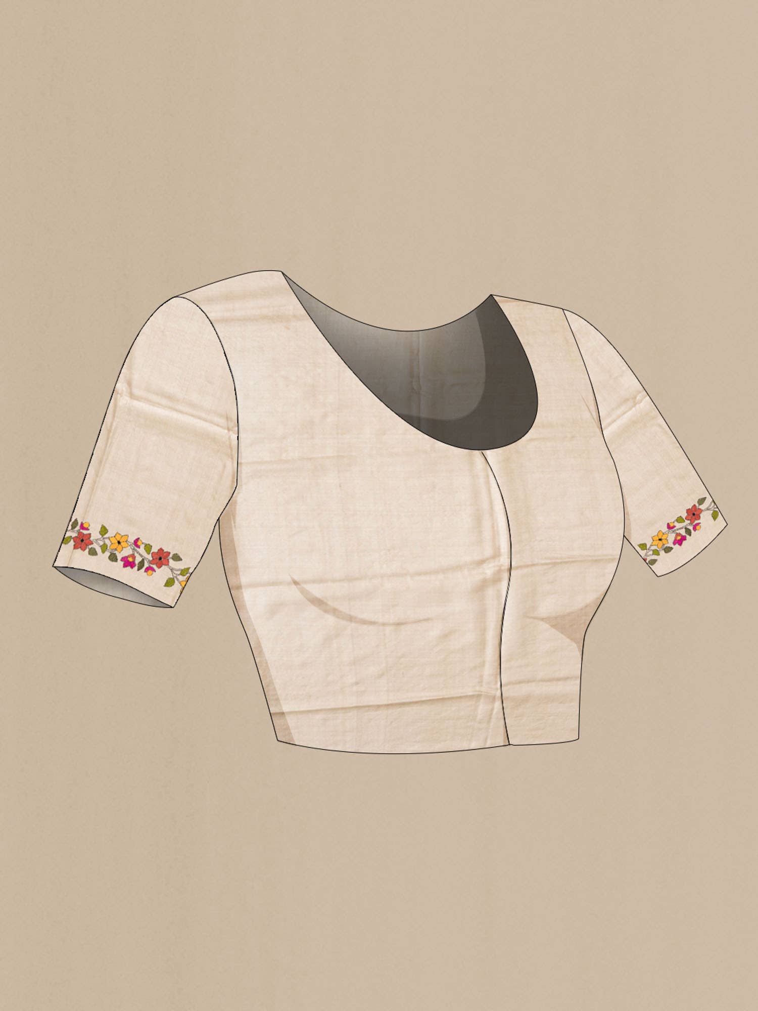 Beige Tussar Silk Saree