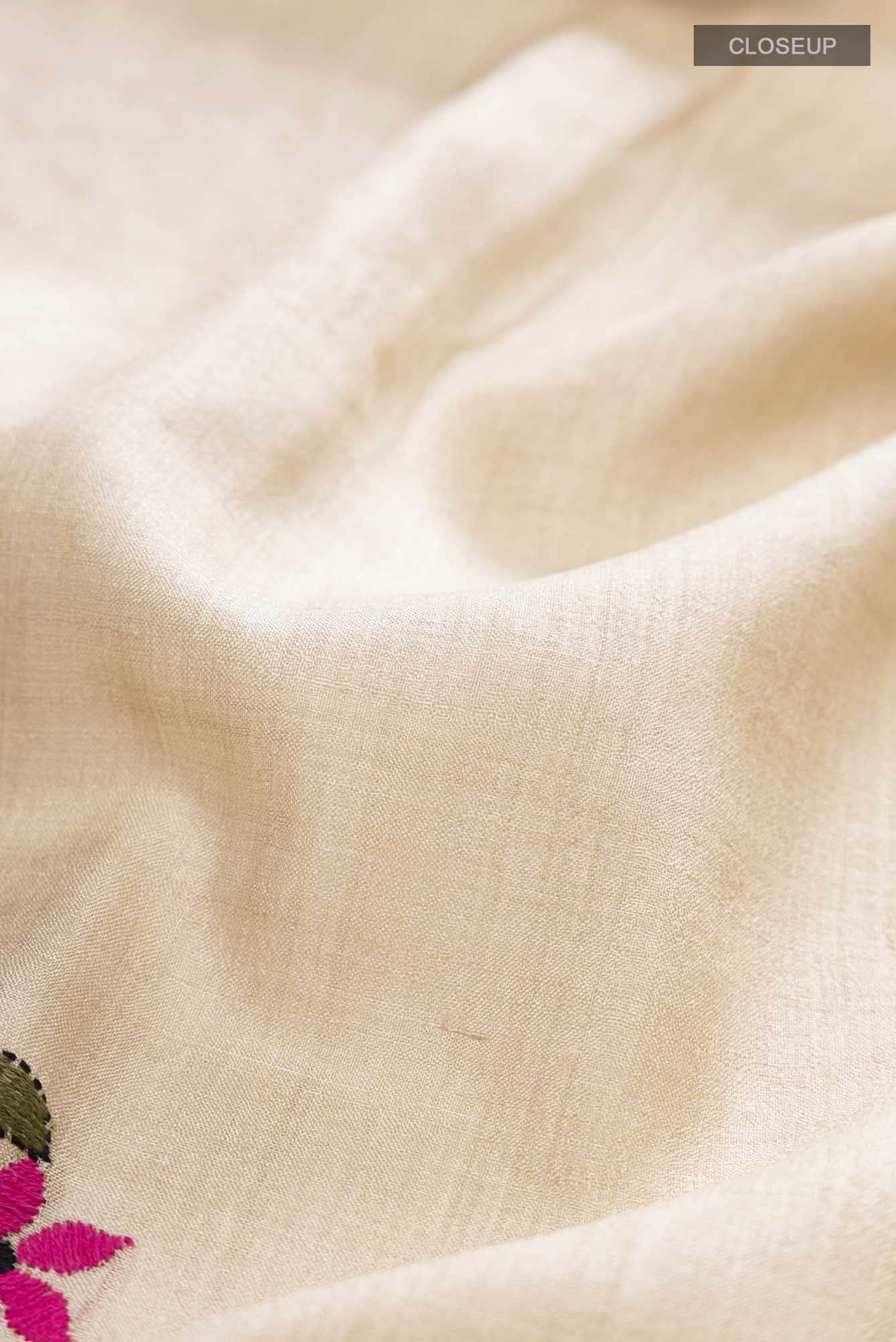 Beige Tussar Silk Saree