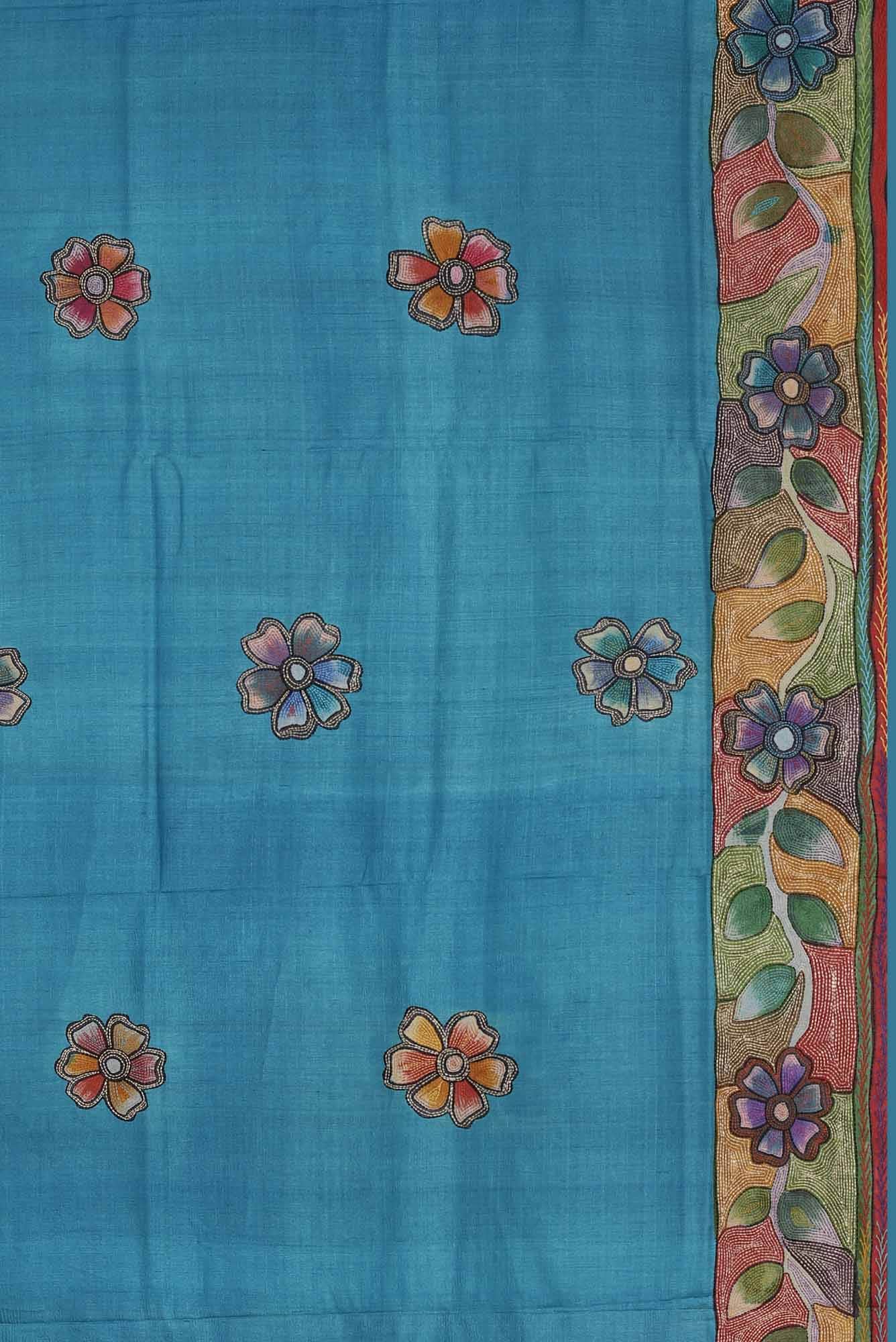 Blue Bhagalpuri Tussar Silk Saree