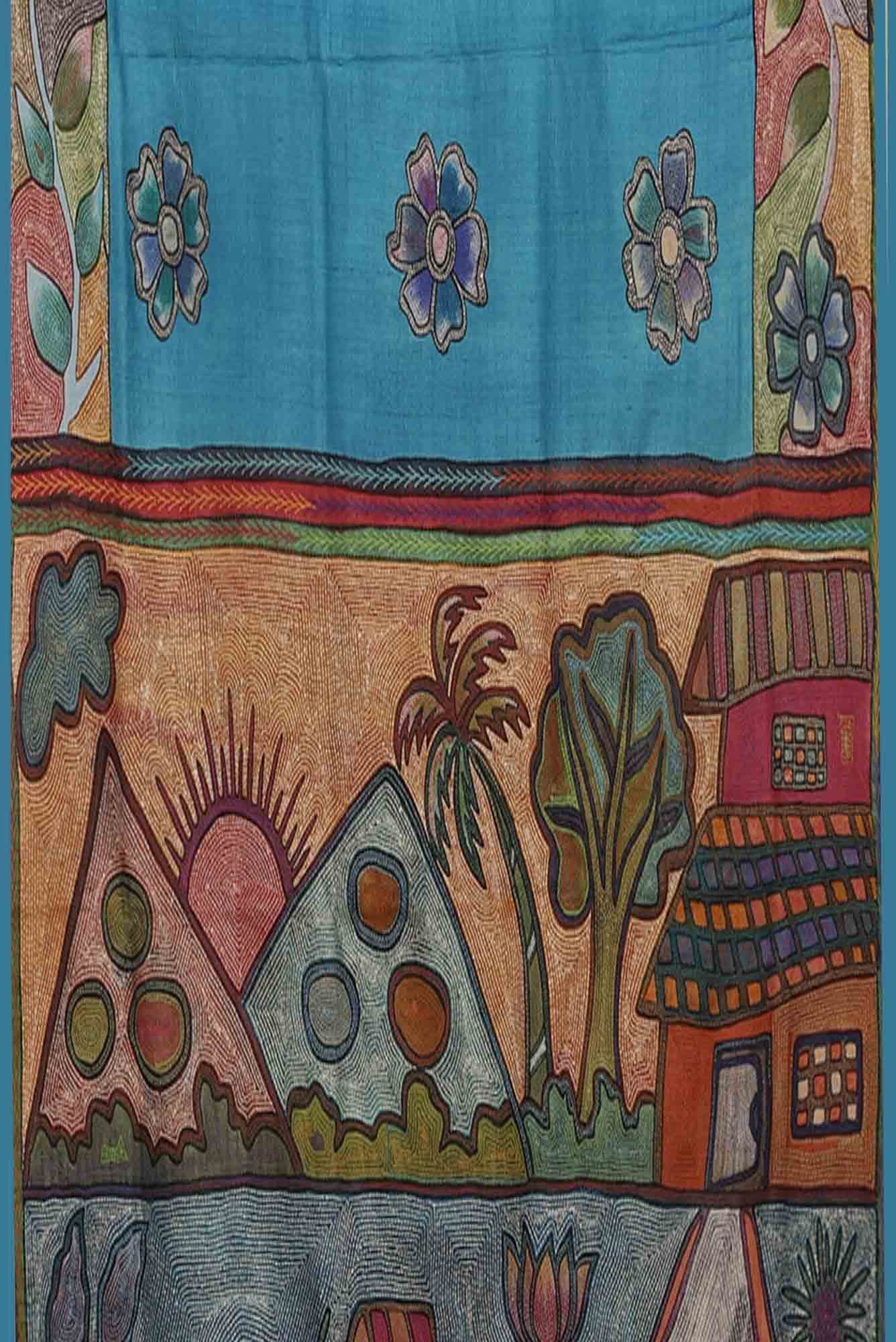Blue Bhagalpuri Tussar Silk Saree