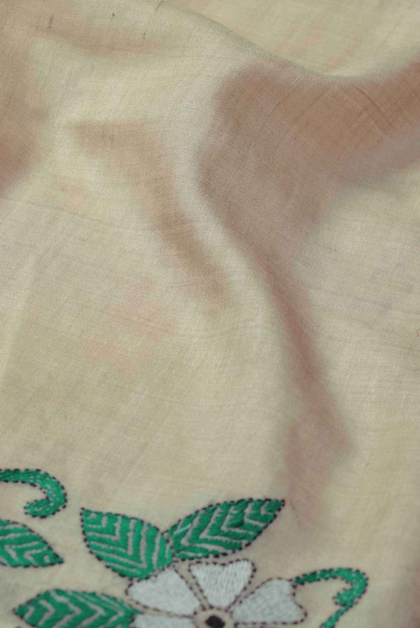 Beige Bhagalpuri Tussar Silk Saree