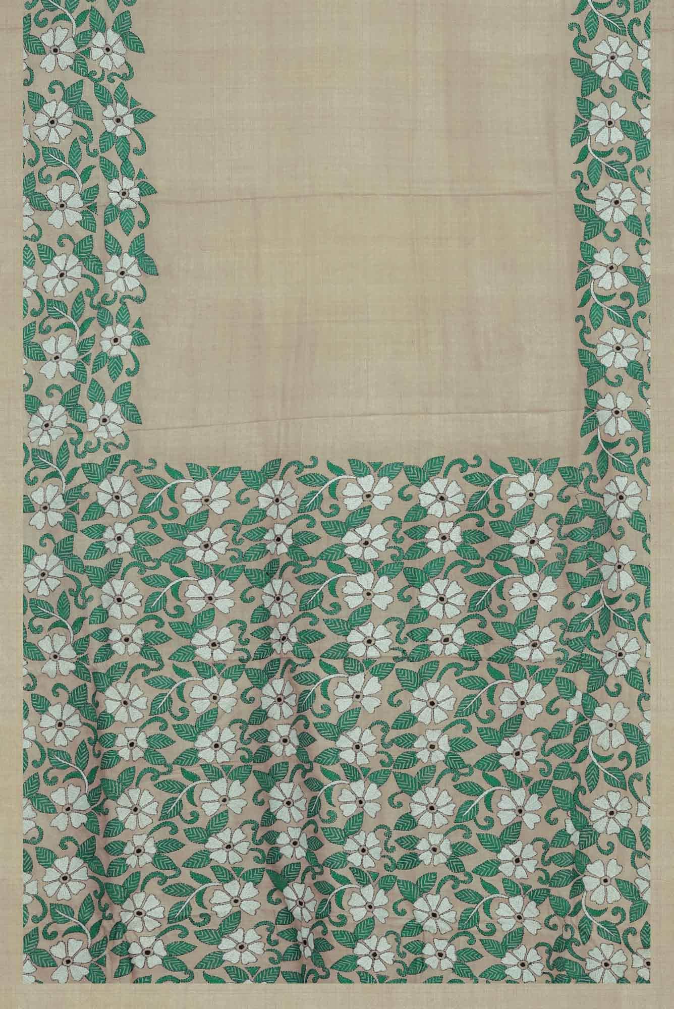 Beige Bhagalpuri Tussar Silk Saree