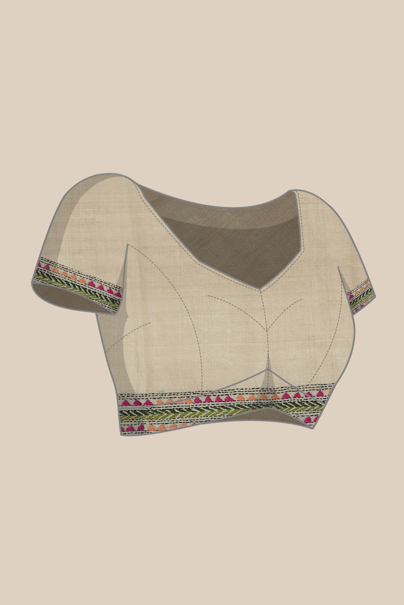 Beige Tussar Silk Saree