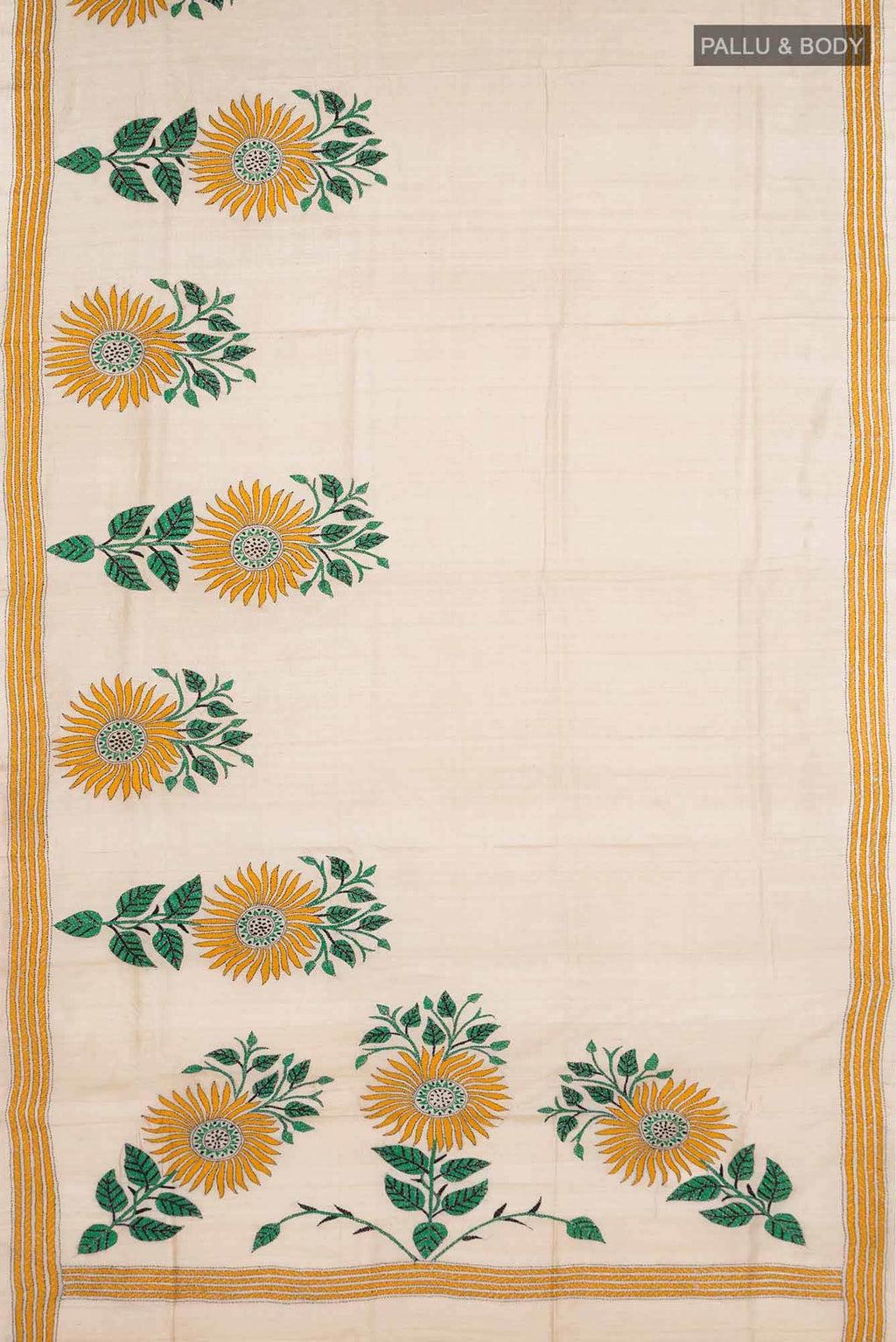 Beige Tussar Silk Saree