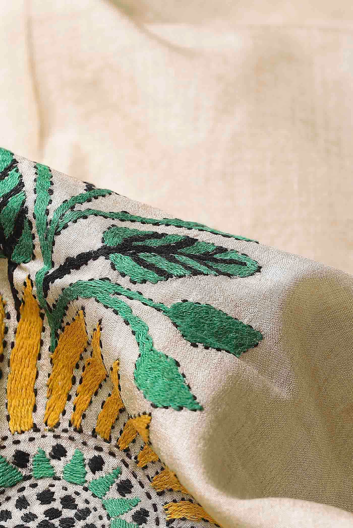 Beige Tussar Silk Saree