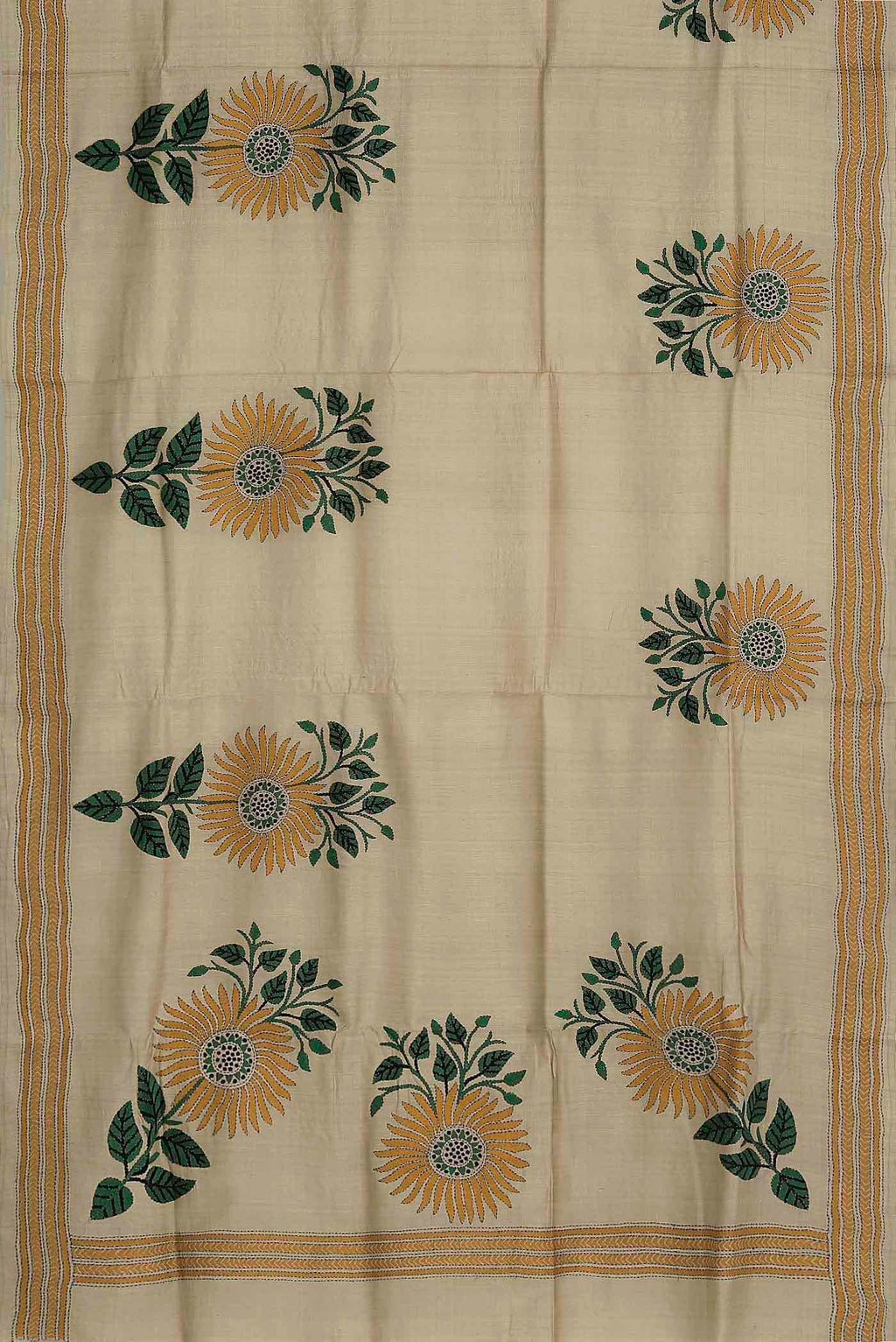 Beige Tussar Silk Saree