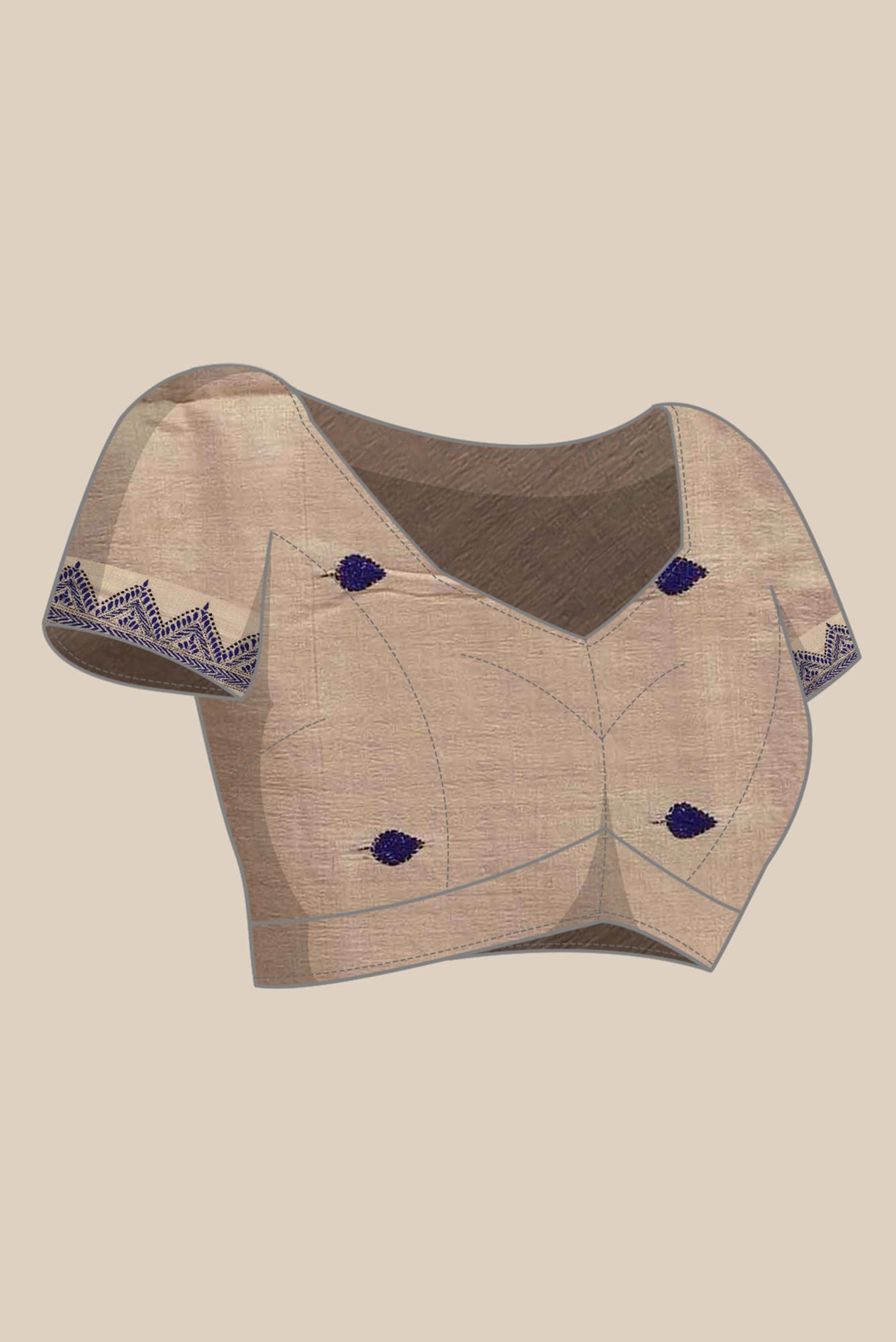 Beige Bhagalpuri Tussar Silk Saree