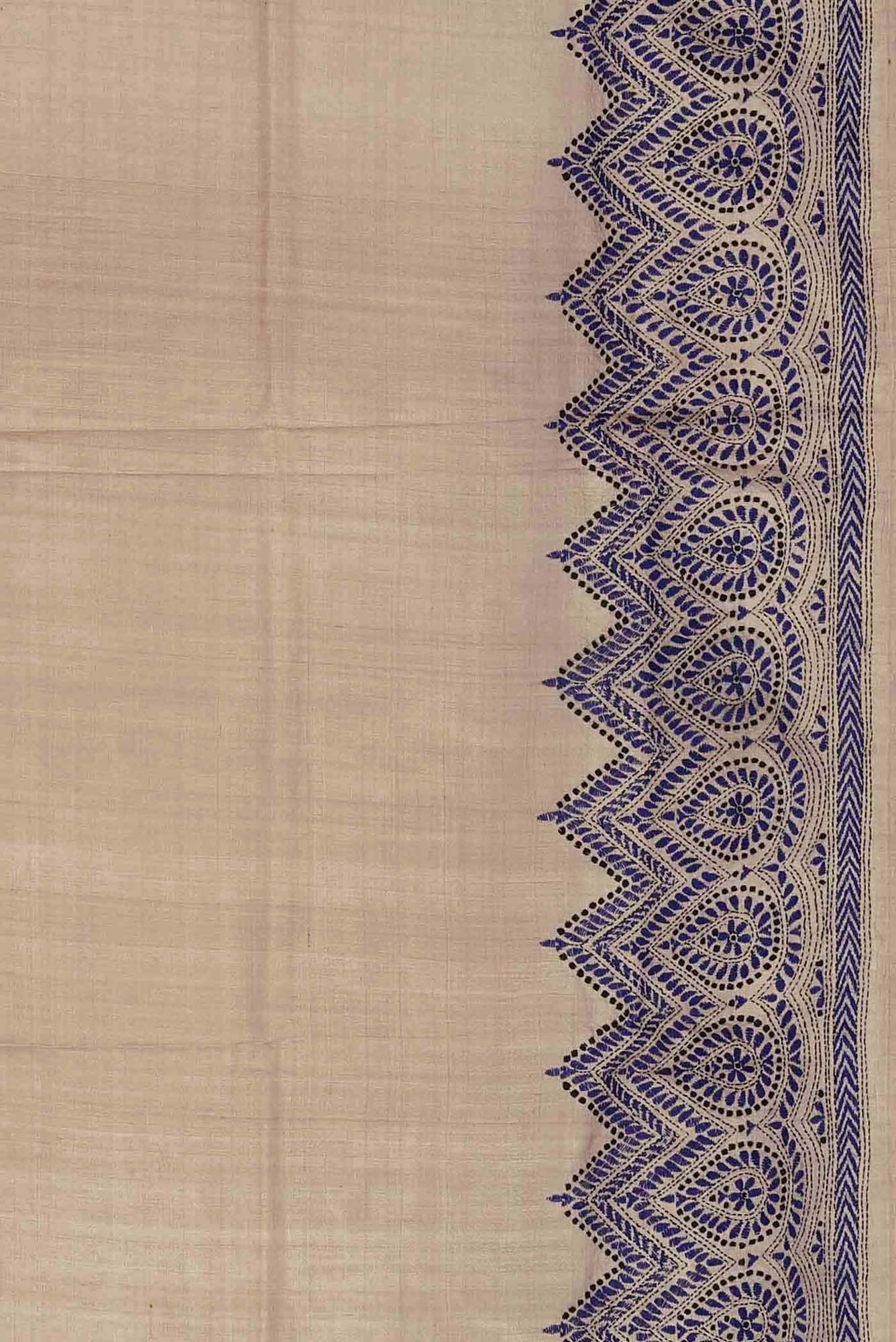 Beige Bhagalpuri Tussar Silk Saree