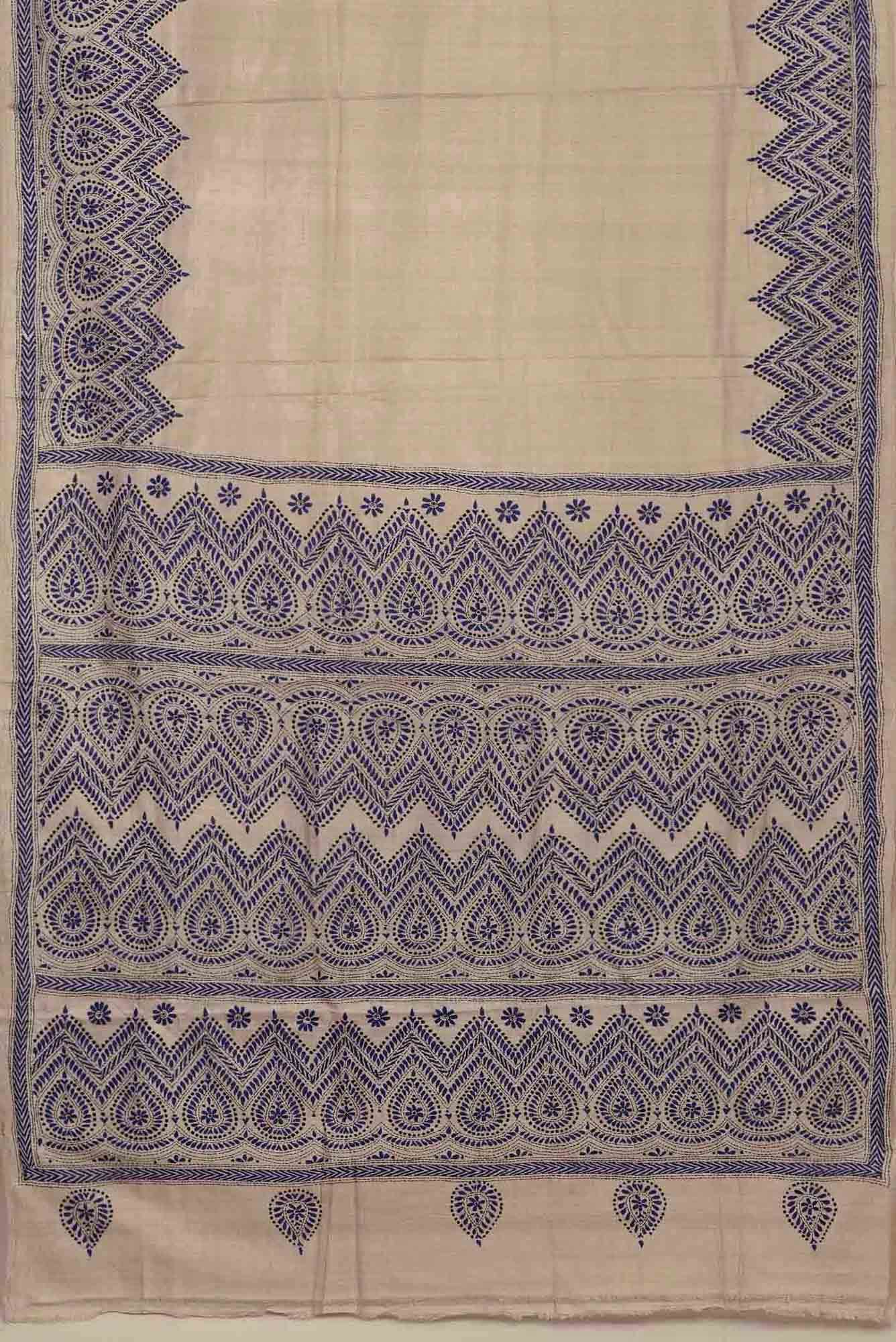 Beige Bhagalpuri Tussar Silk Saree