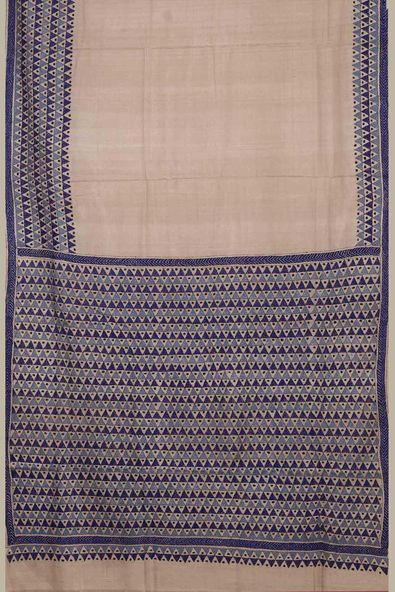 Beige Bhagalpuri Tussar Silk Saree