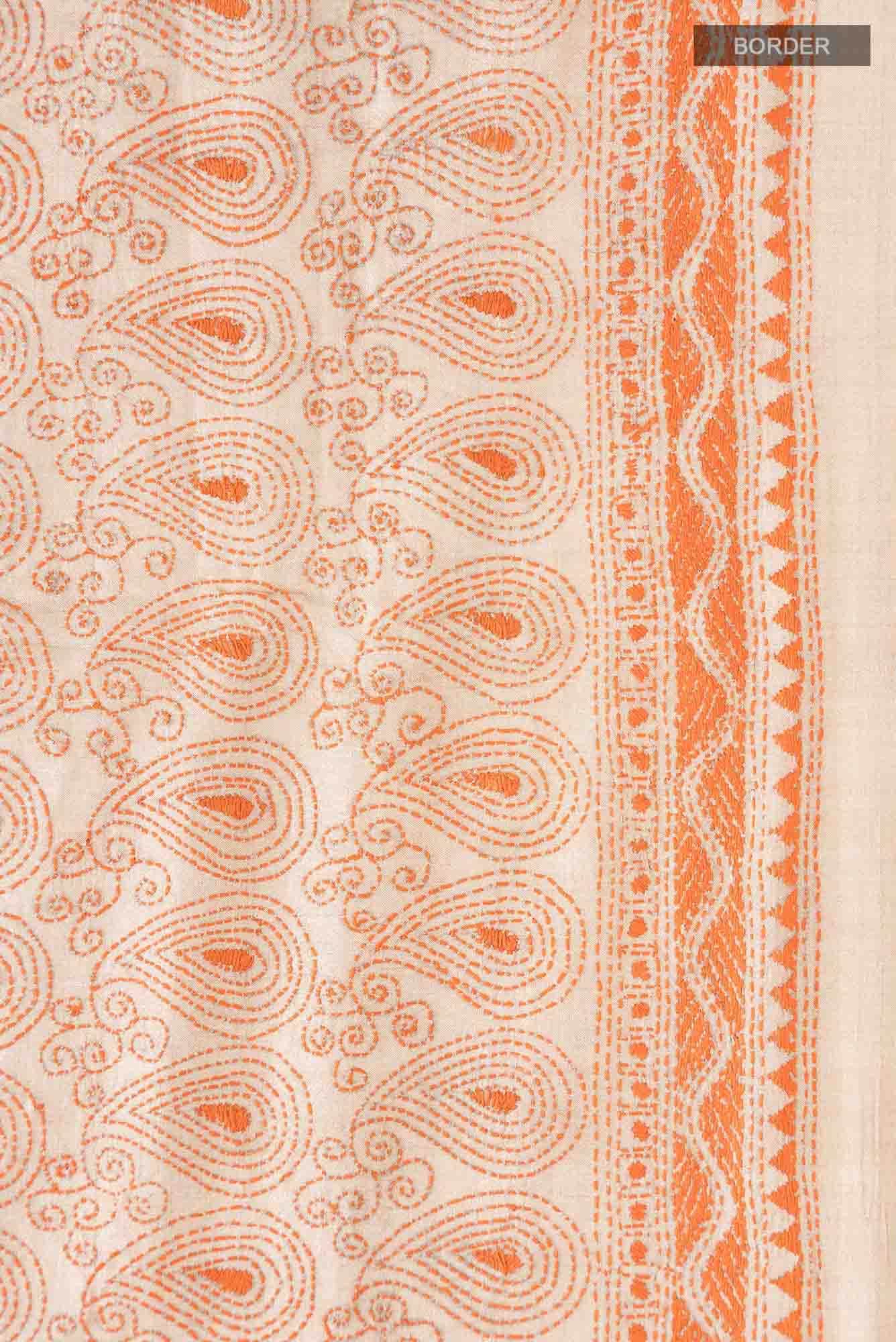 Beige Tussar Silk Saree