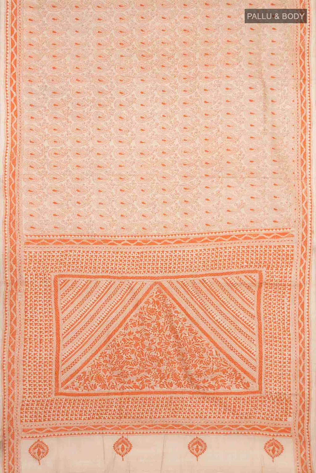 Beige Tussar Silk Saree
