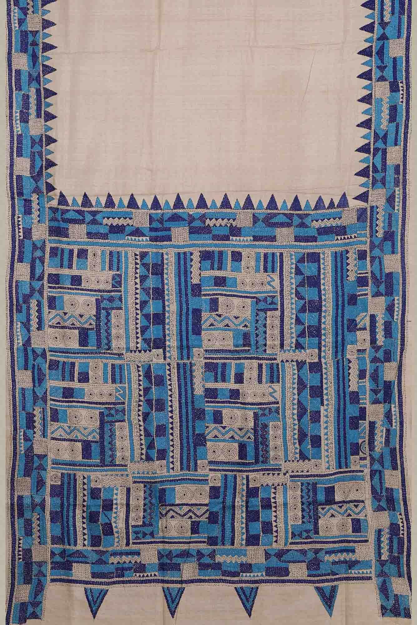 Beige Bhagalpuri Tussar Silk Saree