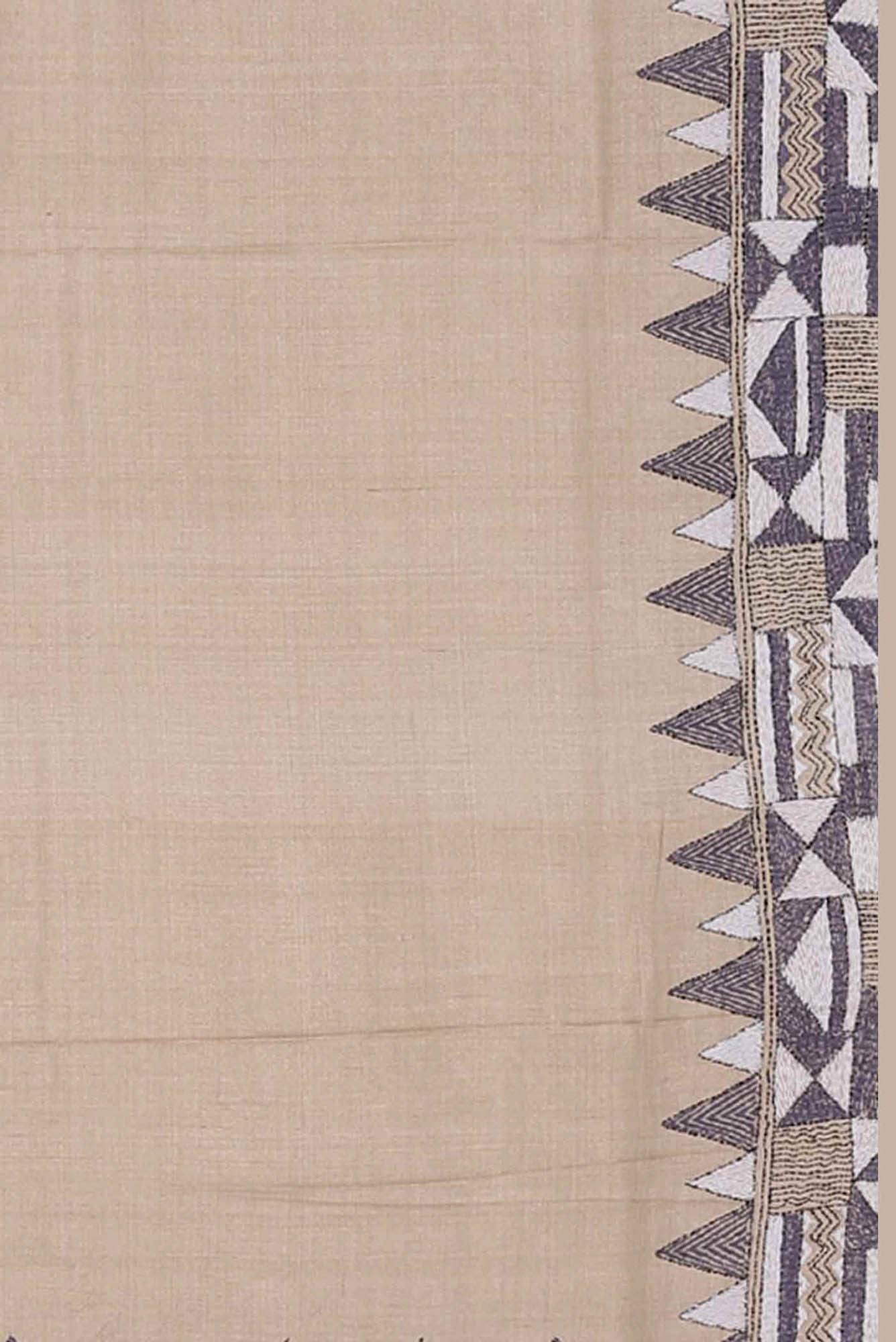 Beige Bhagalpuri Tussar Silk Saree
