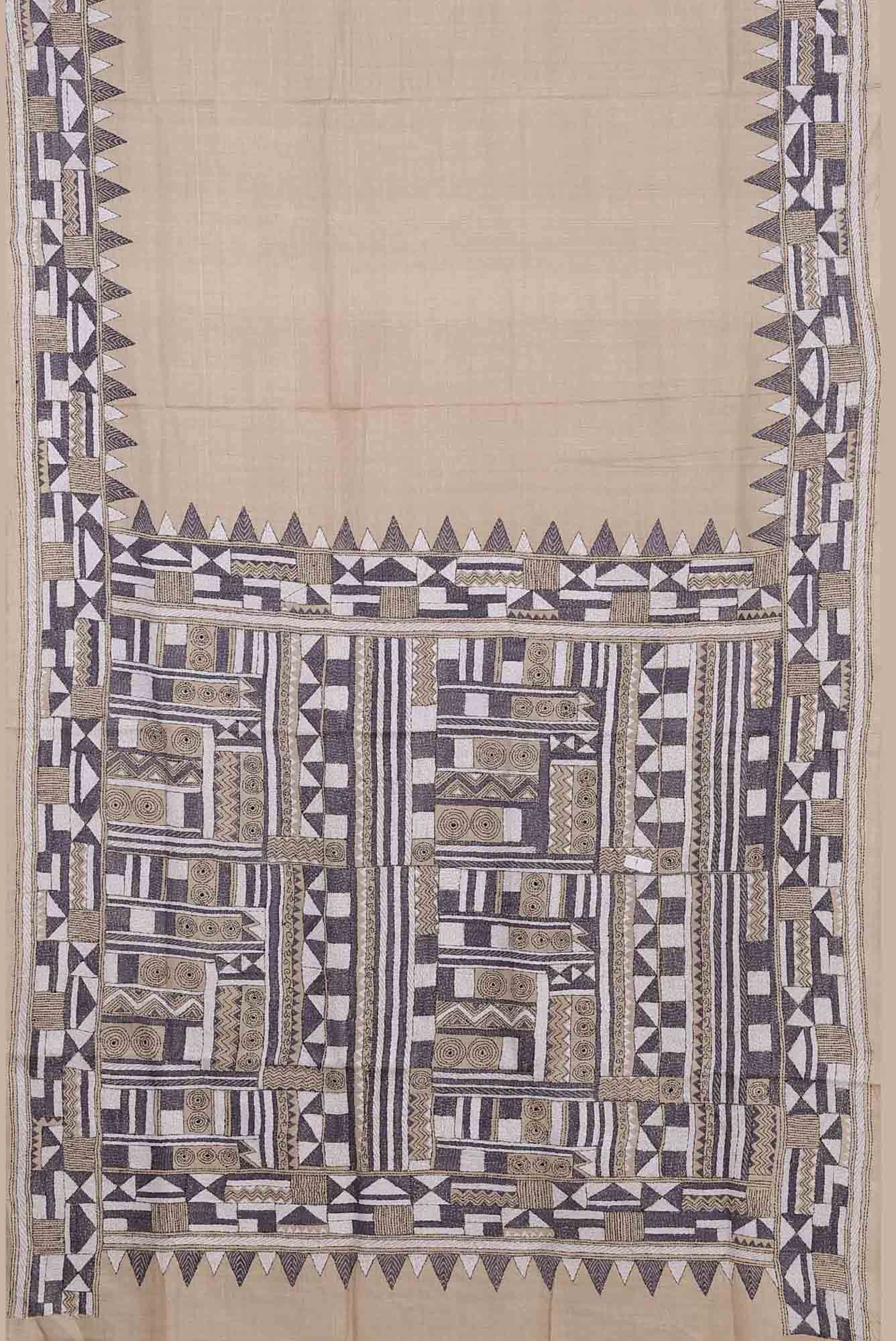 Beige Bhagalpuri Tussar Silk Saree