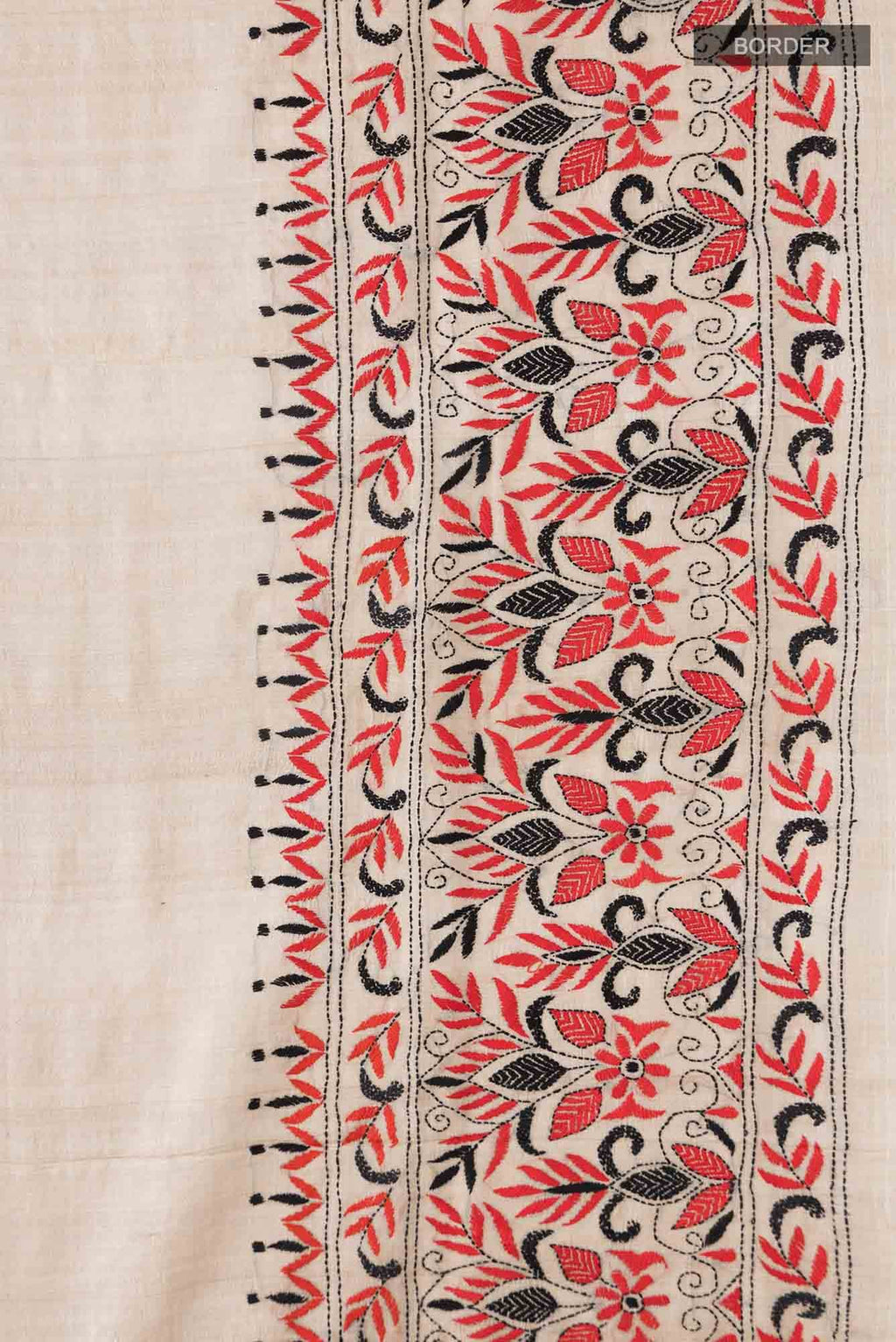 Beige Tussar Silk Saree
