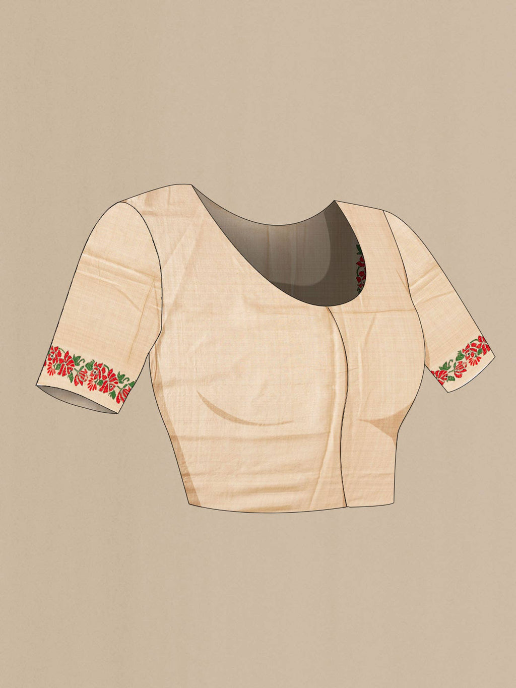 Beige Tussar Silk Saree