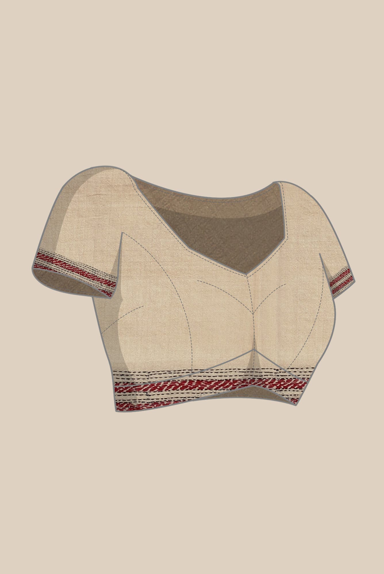 Beige Tussar Silk Saree