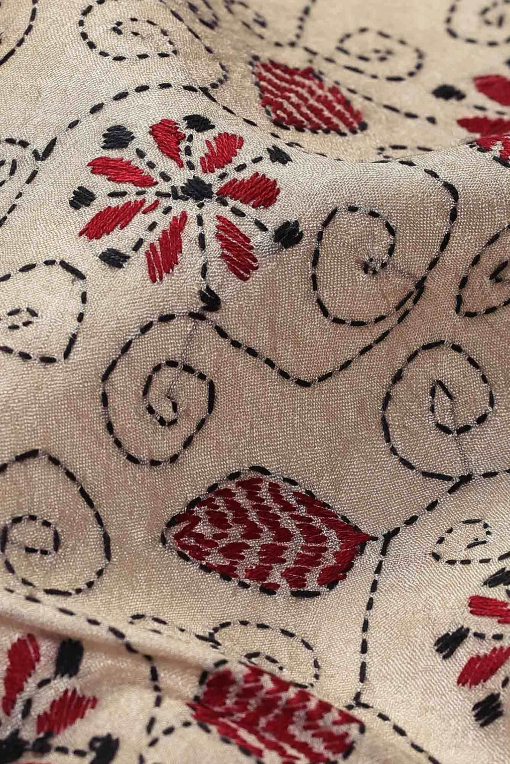 Beige Tussar Silk Saree
