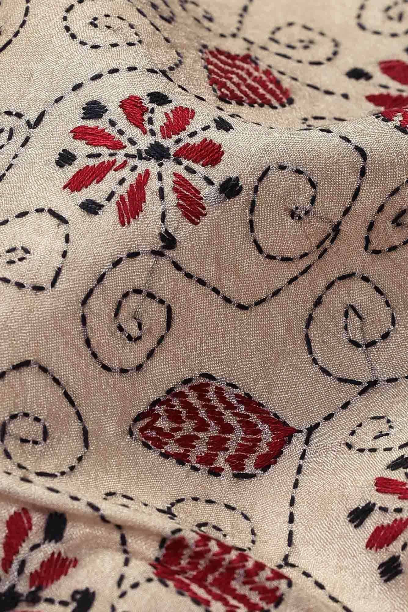 Beige Tussar Silk Saree