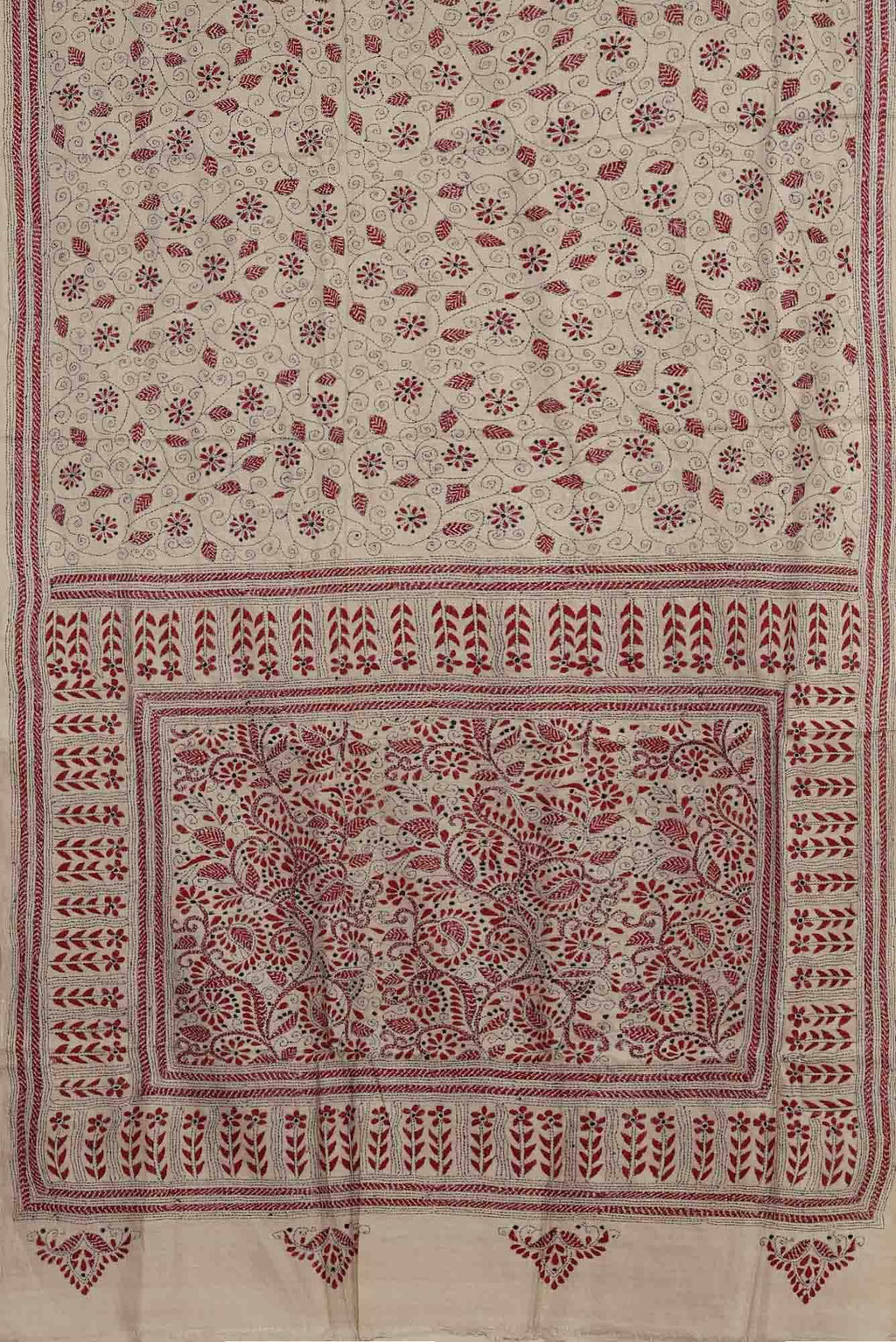 Beige Tussar Silk Saree