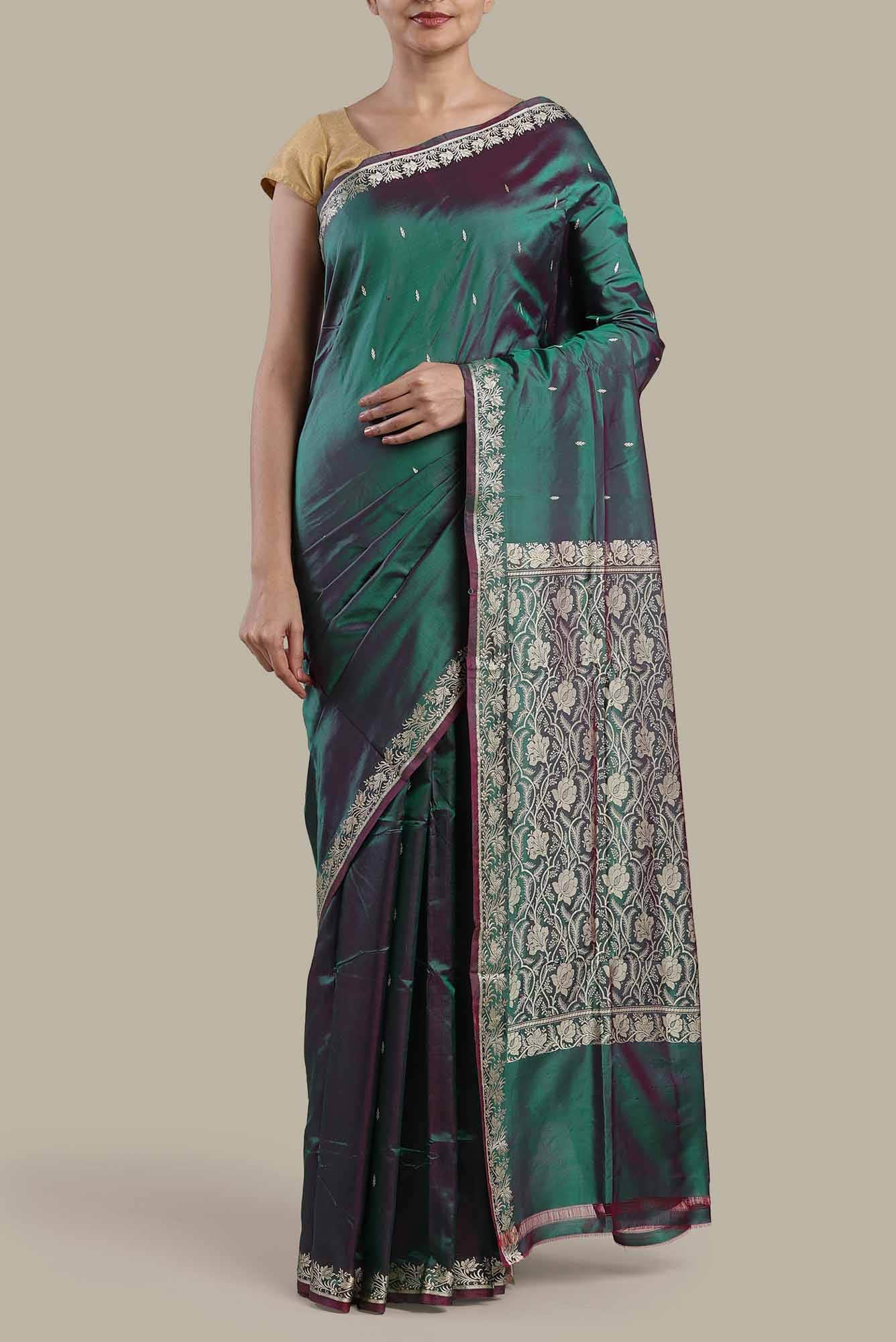 Green Banarasi Katan Silk Saree