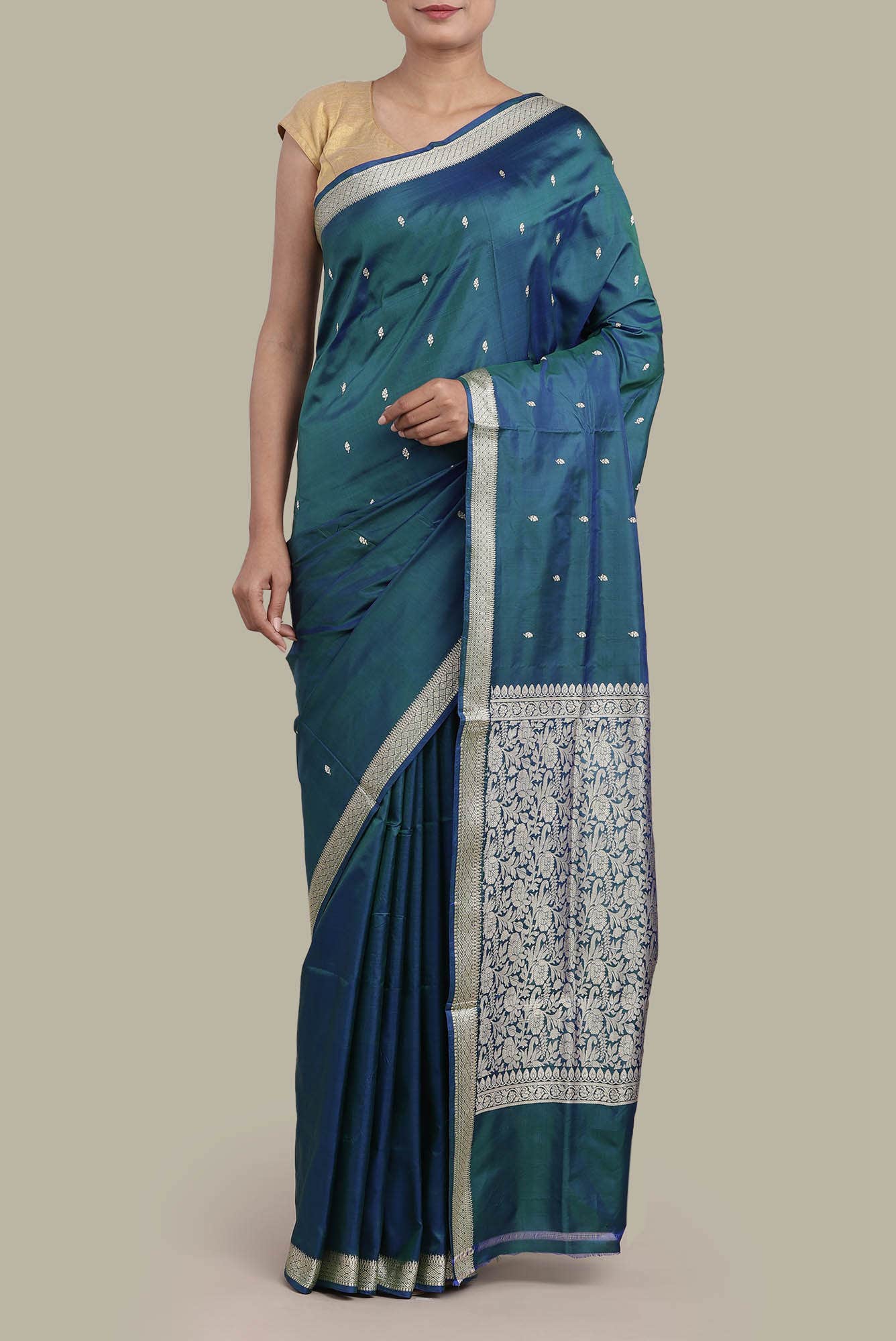 Blue Banarasi Katan Silk Saree
