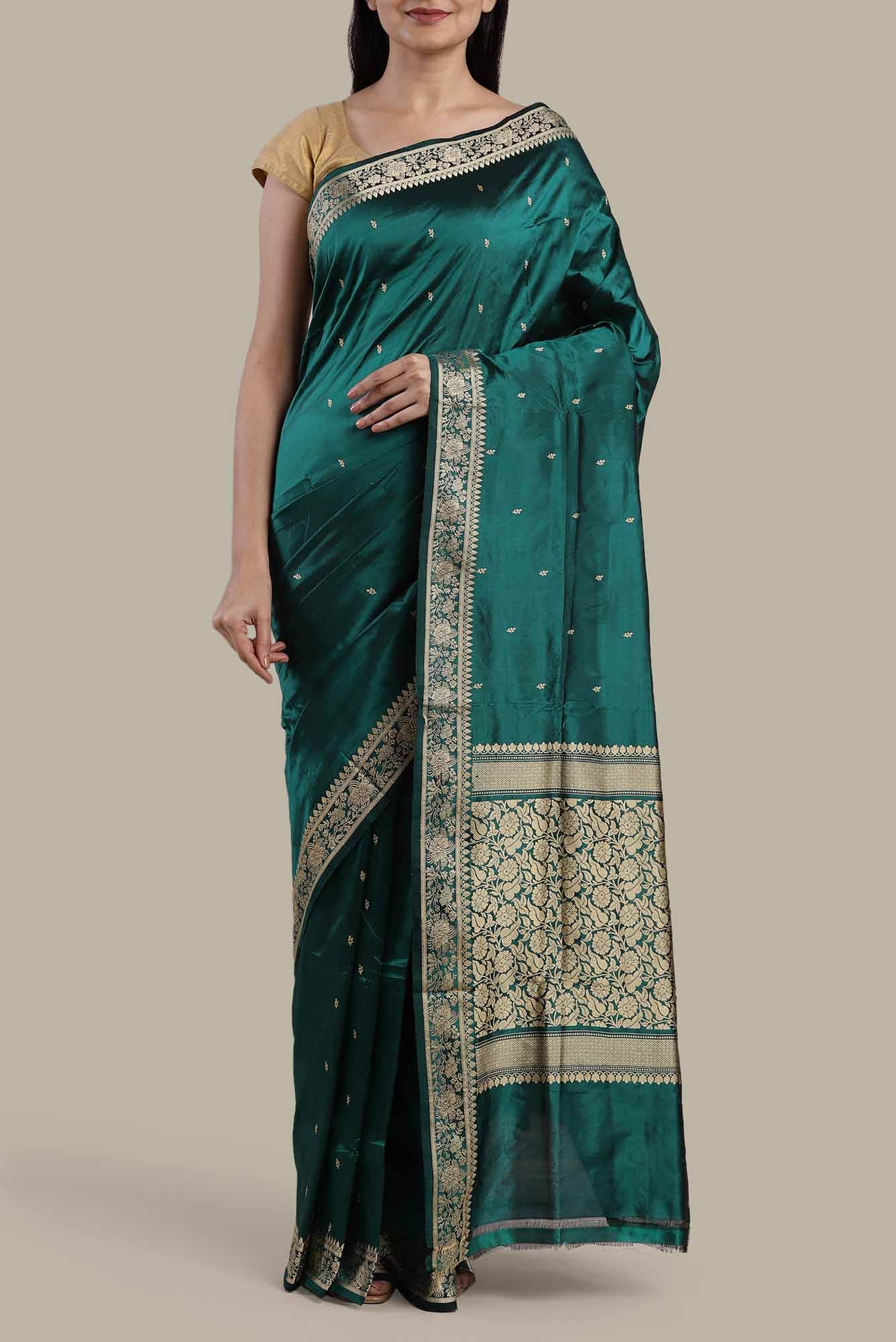 Green Banarasi Katan Silk Saree