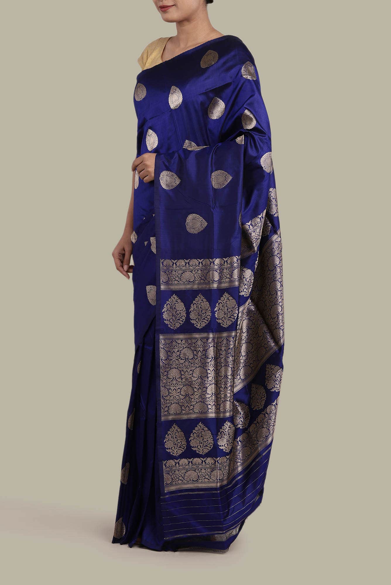 Blue Banarasi Katan Silk Saree