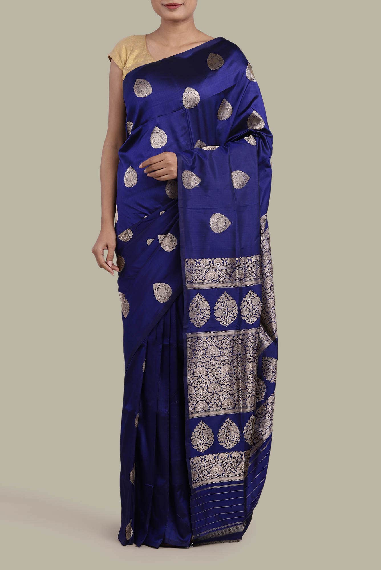 Blue Banarasi Katan Silk Saree