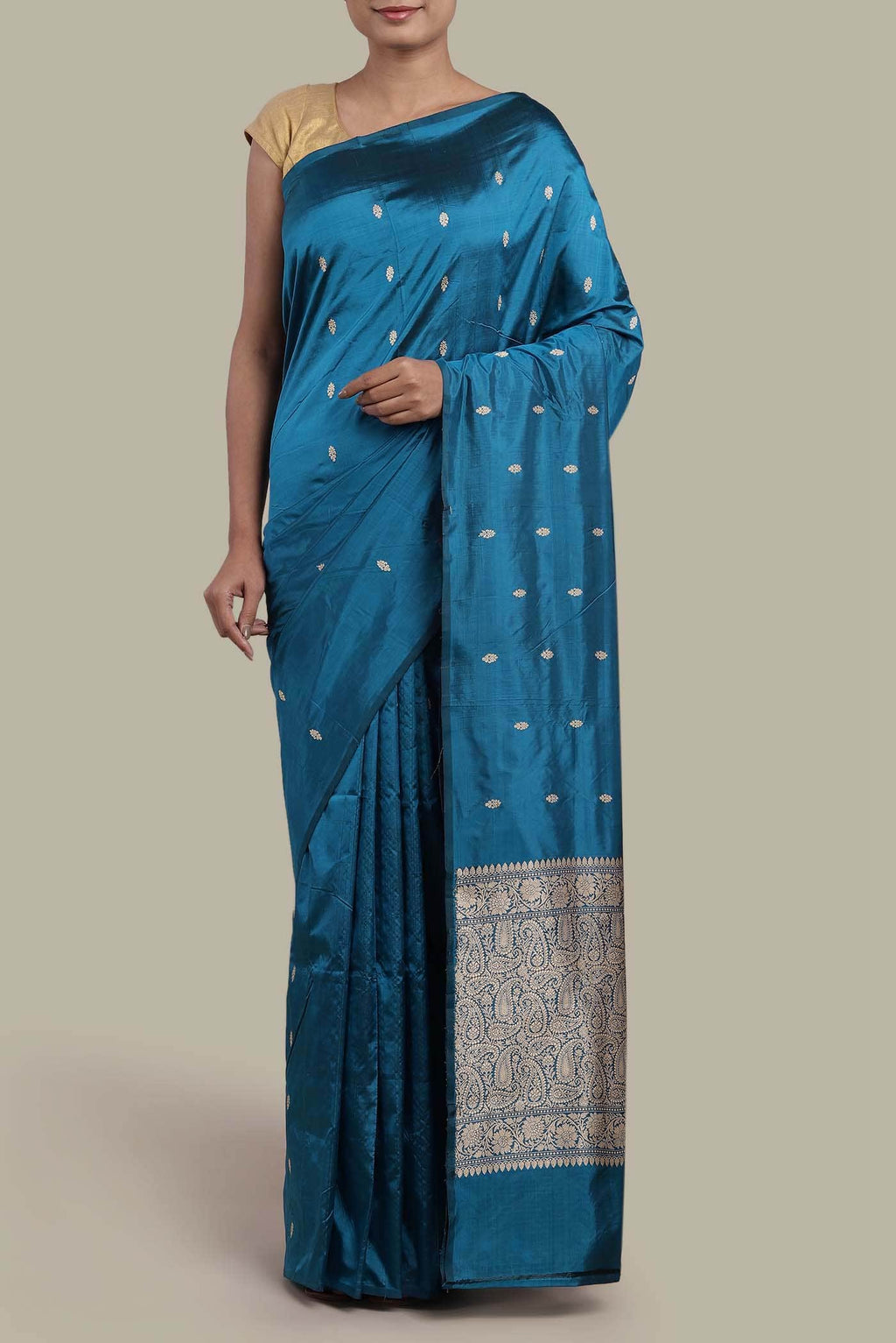 Blue Banarasi Katan Silk Saree