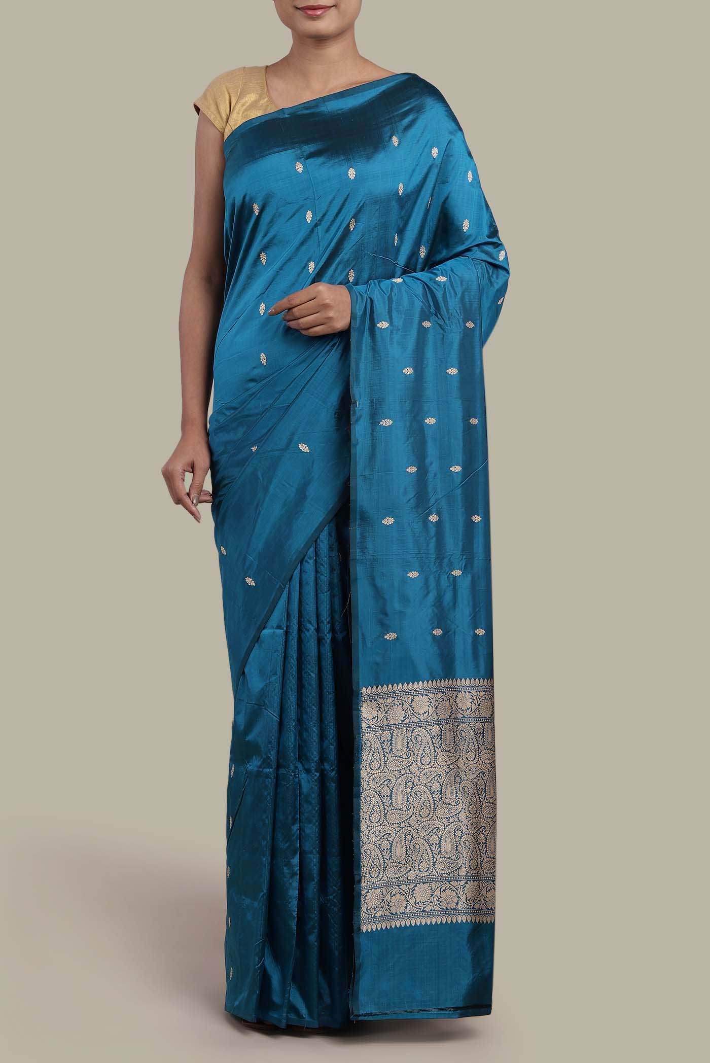 Blue Banarasi Katan Silk Saree